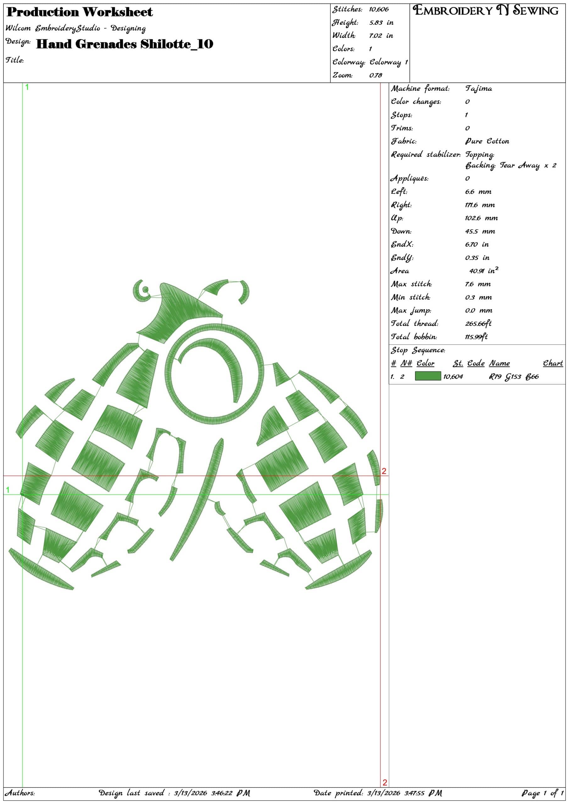 Hand Grenades Shilotte - Elegant embroidery design file-instant download — view 3