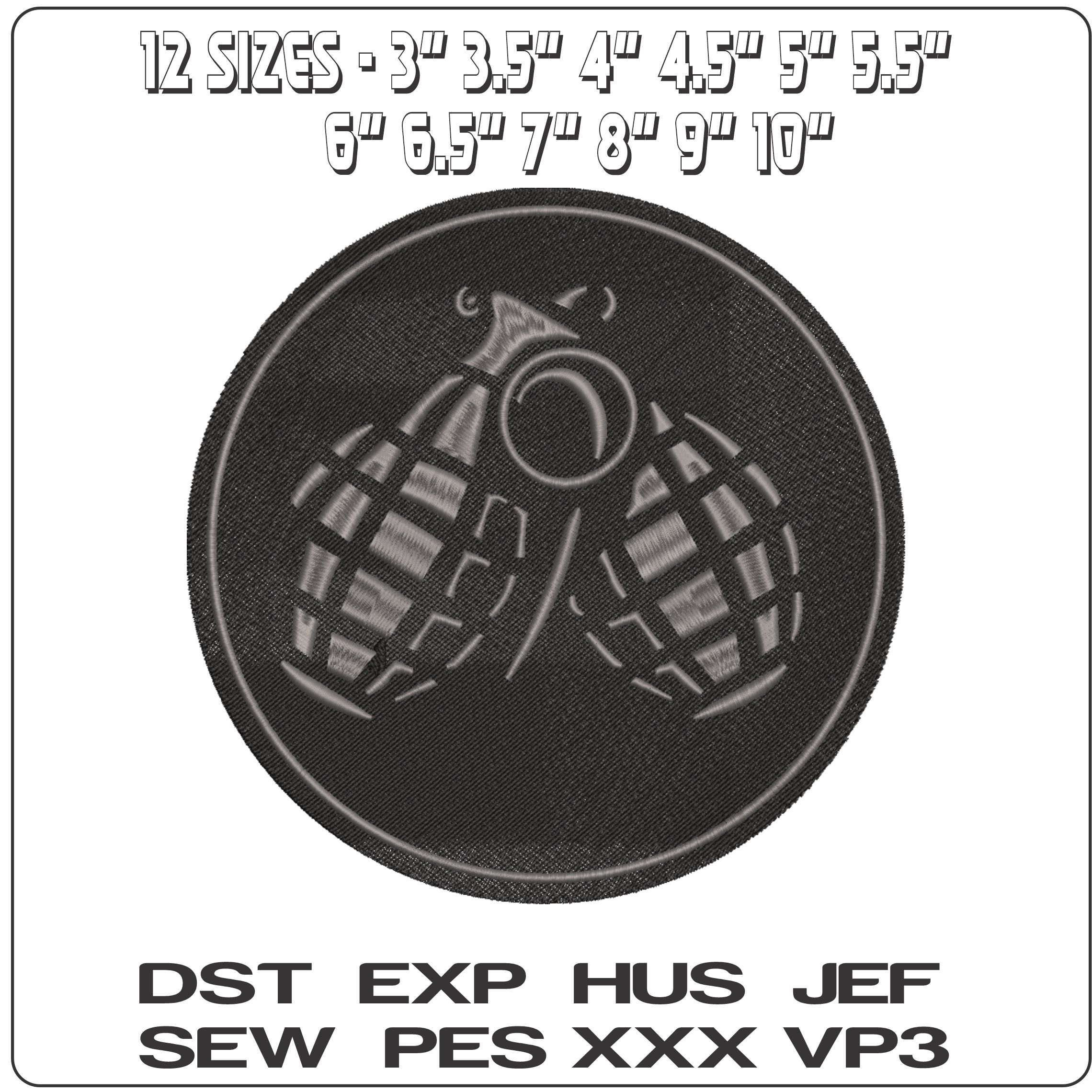 Hand Grenades - Elegant embroidery design file-instant download — view 2
