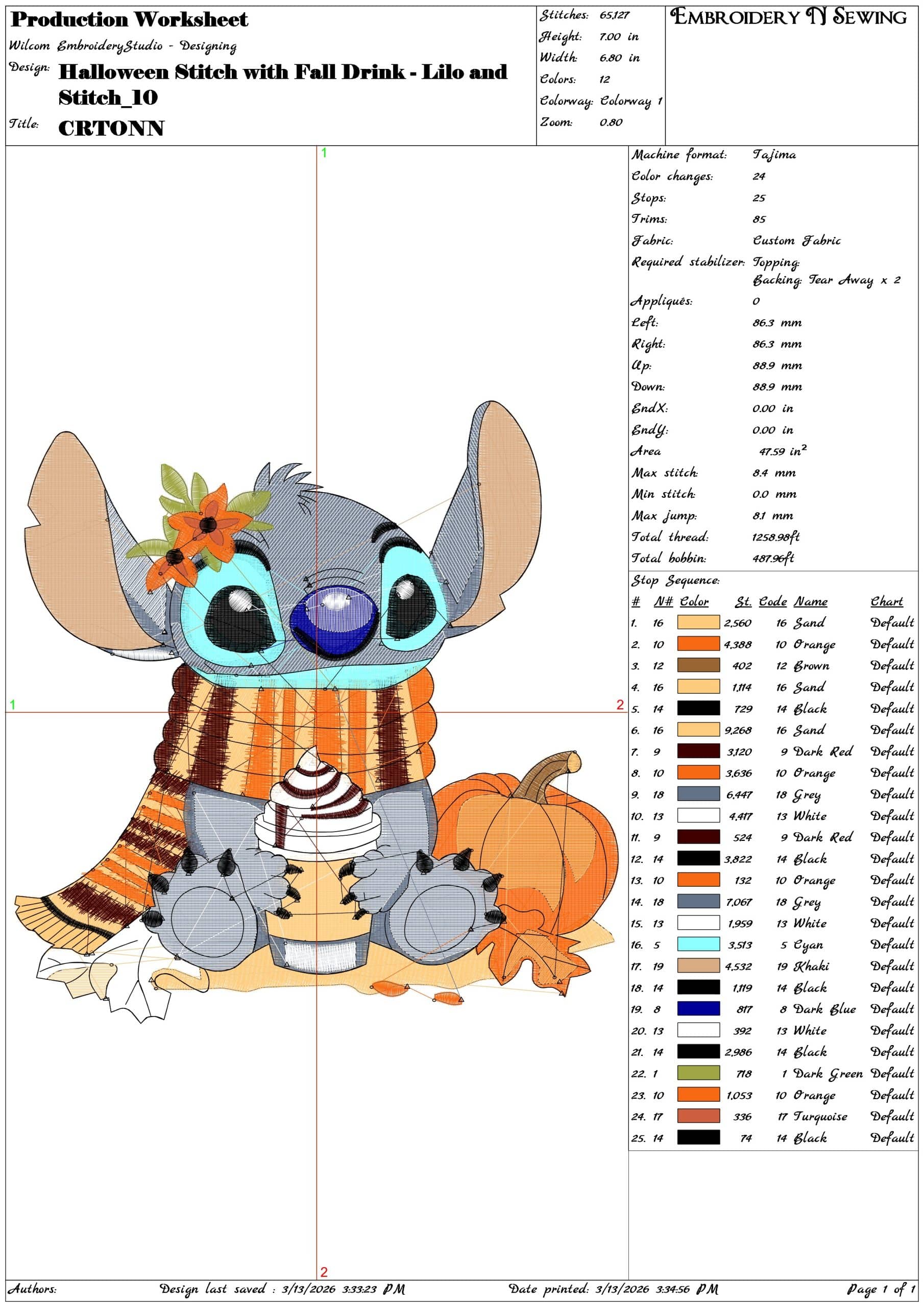 Halloween Stitch with Fall Drink Lilo and Stitch - Elegant embroidery design file-instant download — view 3