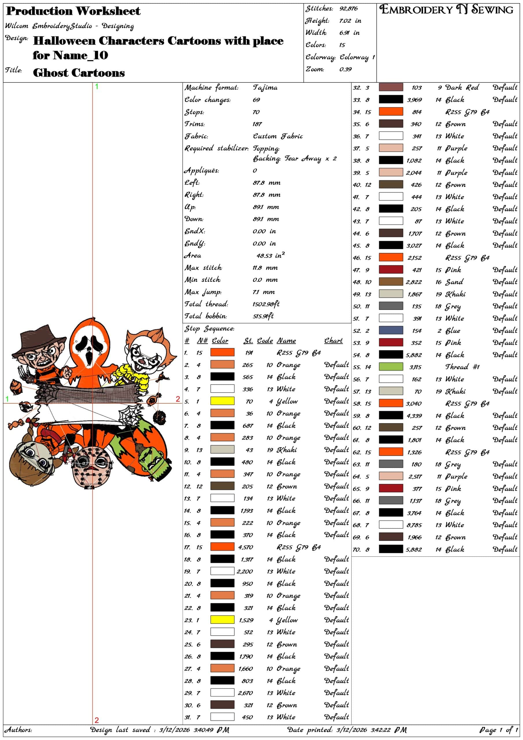 Halloween Characters Cartoons with place for Name - Elegant embroidery design file-instant download — view 3