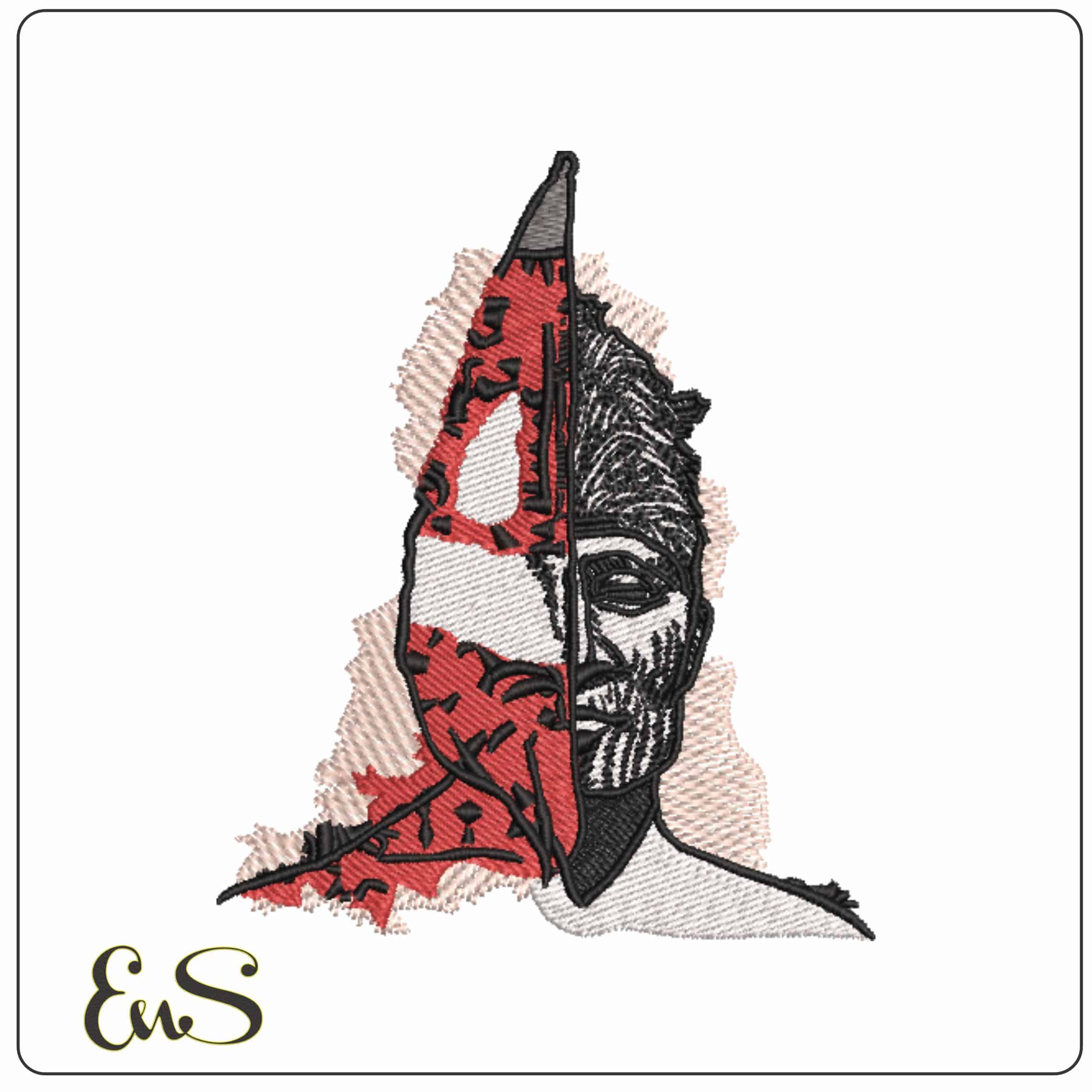 HAIN T Shirt Design Face - Elegant embroidery design file-instant download