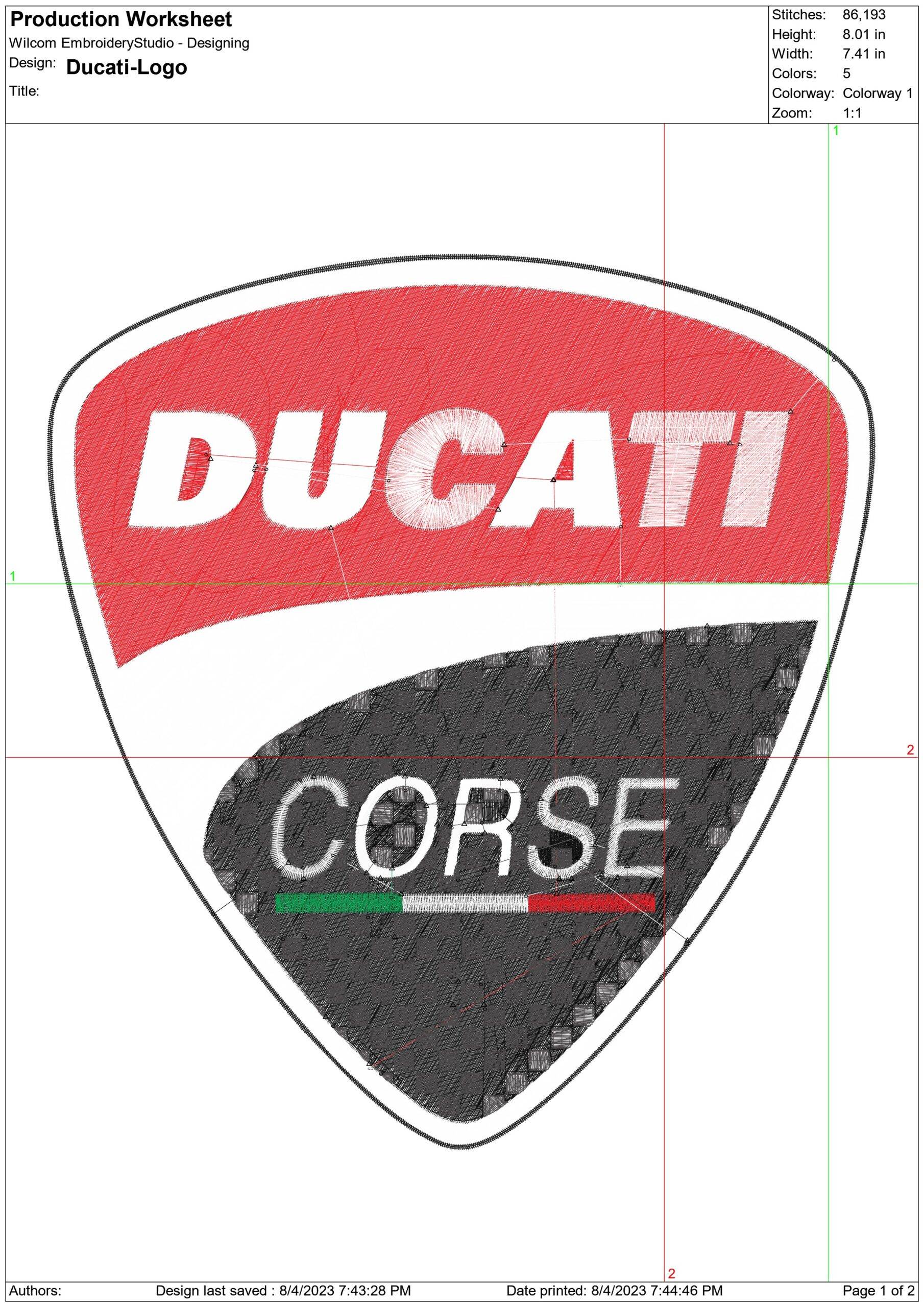Ducati Motorbike Logo embroidery design - Fiat group design machine pattern Bike Company embroidery file instant download in a frame — view 2