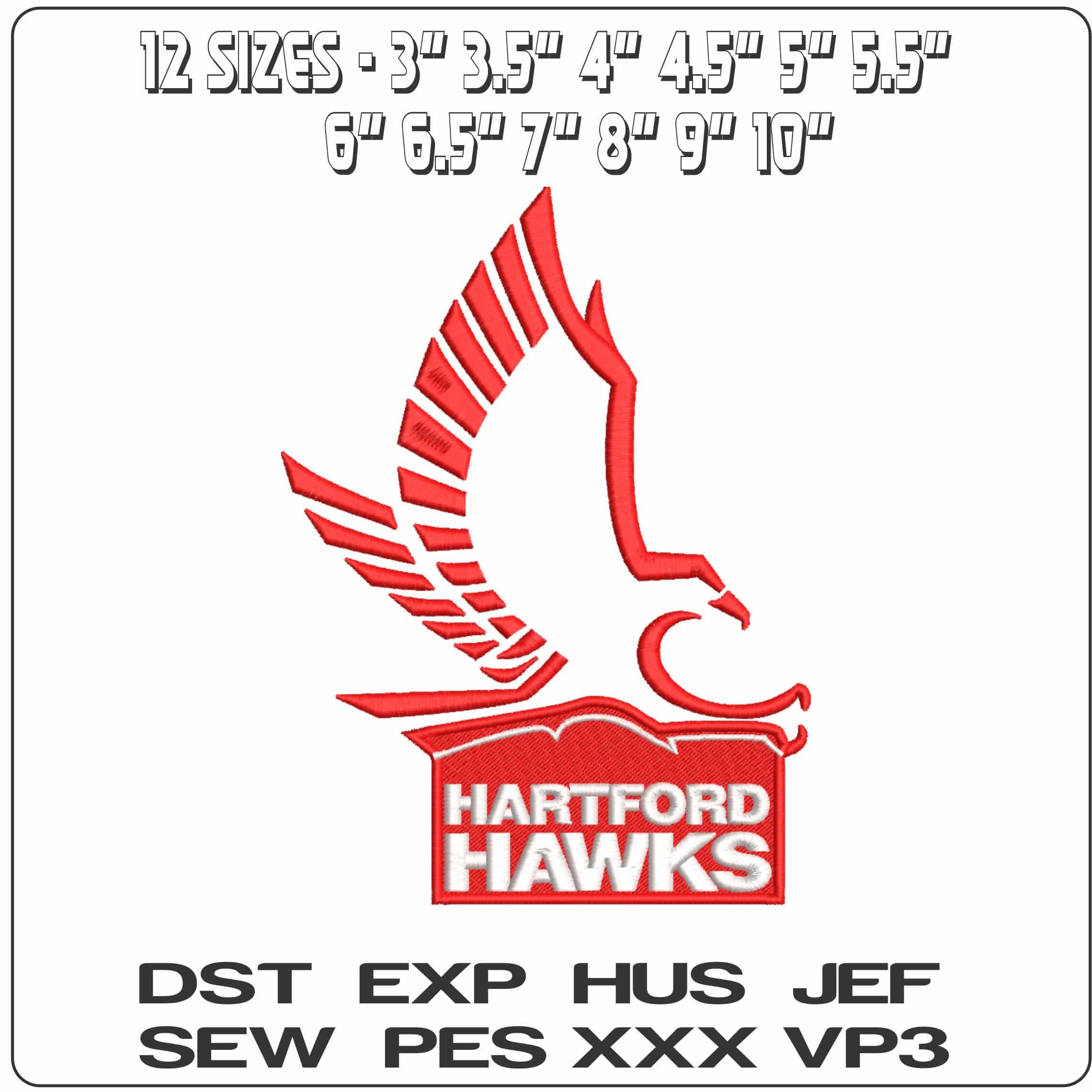 Hartford Hawks 1984 2015 University of Hartford College - Elegant embroidery design file-instant download — view 2