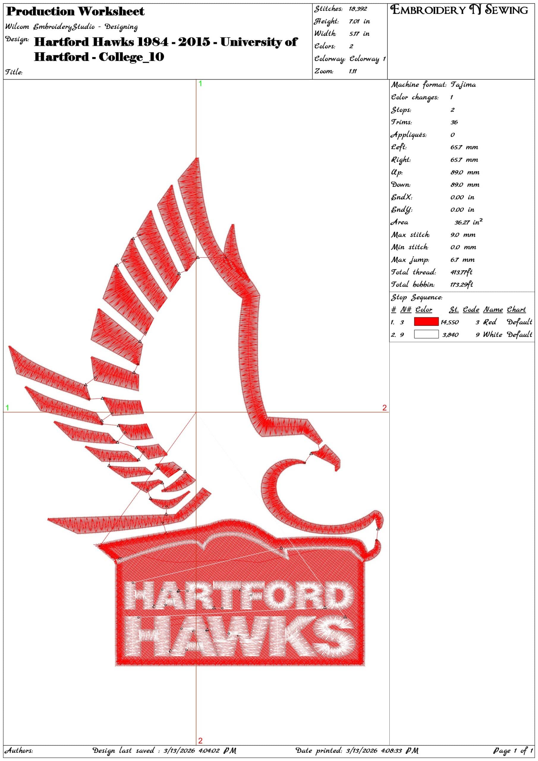 Hartford Hawks 1984 2015 University of Hartford College - Elegant embroidery design file-instant download — view 3