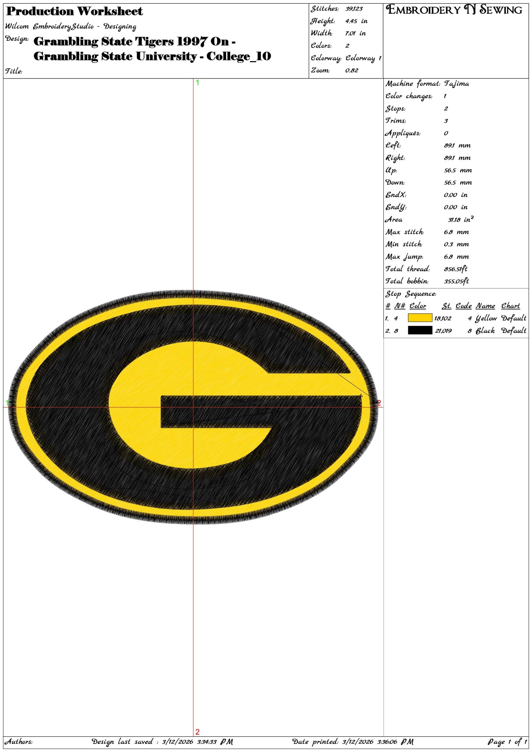 Grambling State Tigers 1997 On Grambling State University - Elegant embroidery design file-instant download — view 3