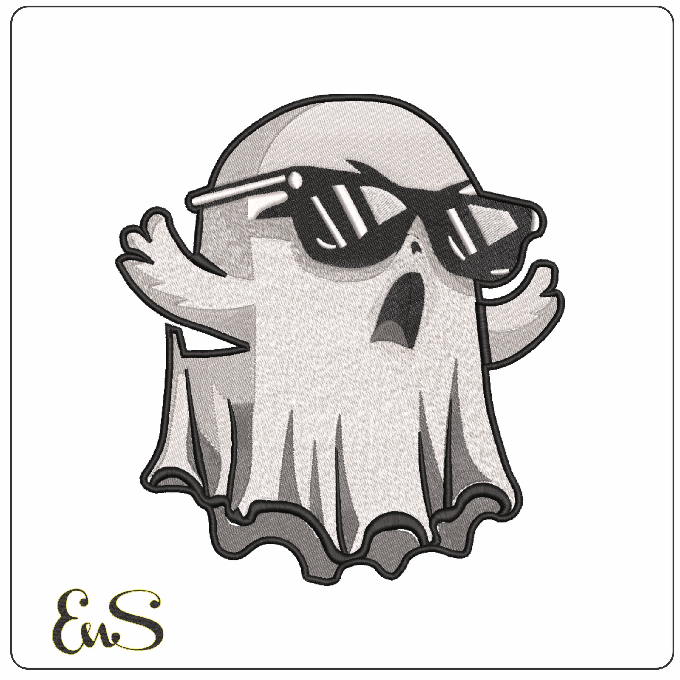 Ghost in Sunglasses - Elegant embroidery design file-instant download