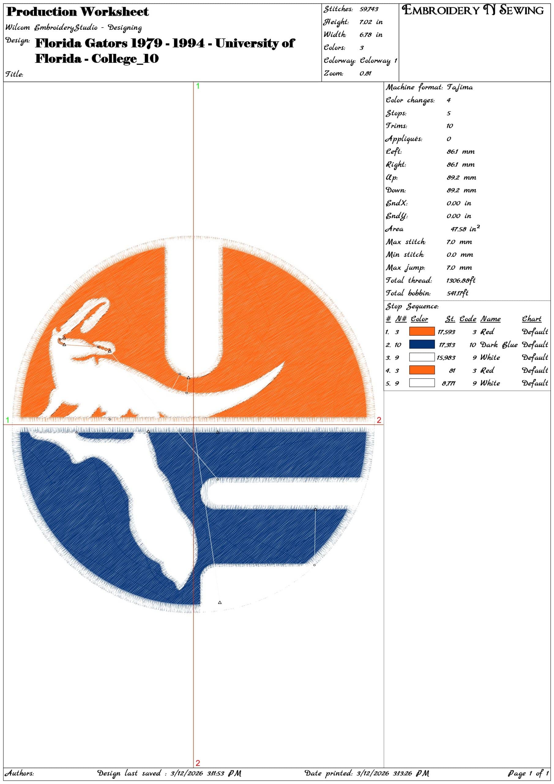 Florida Gators 1979 1994 University of Florida  - Elegant embroidery design file-instant download — view 3