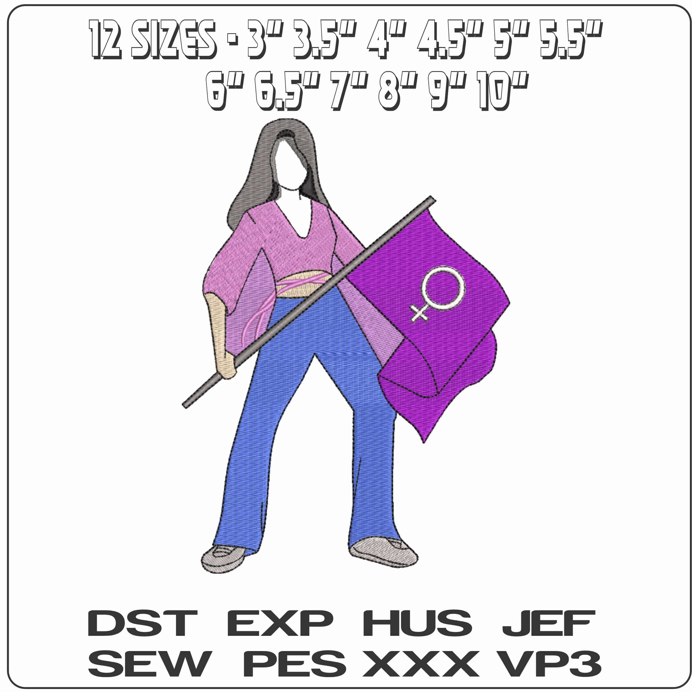 Feminist  - Elegant embroidery design file-instant download — view 2