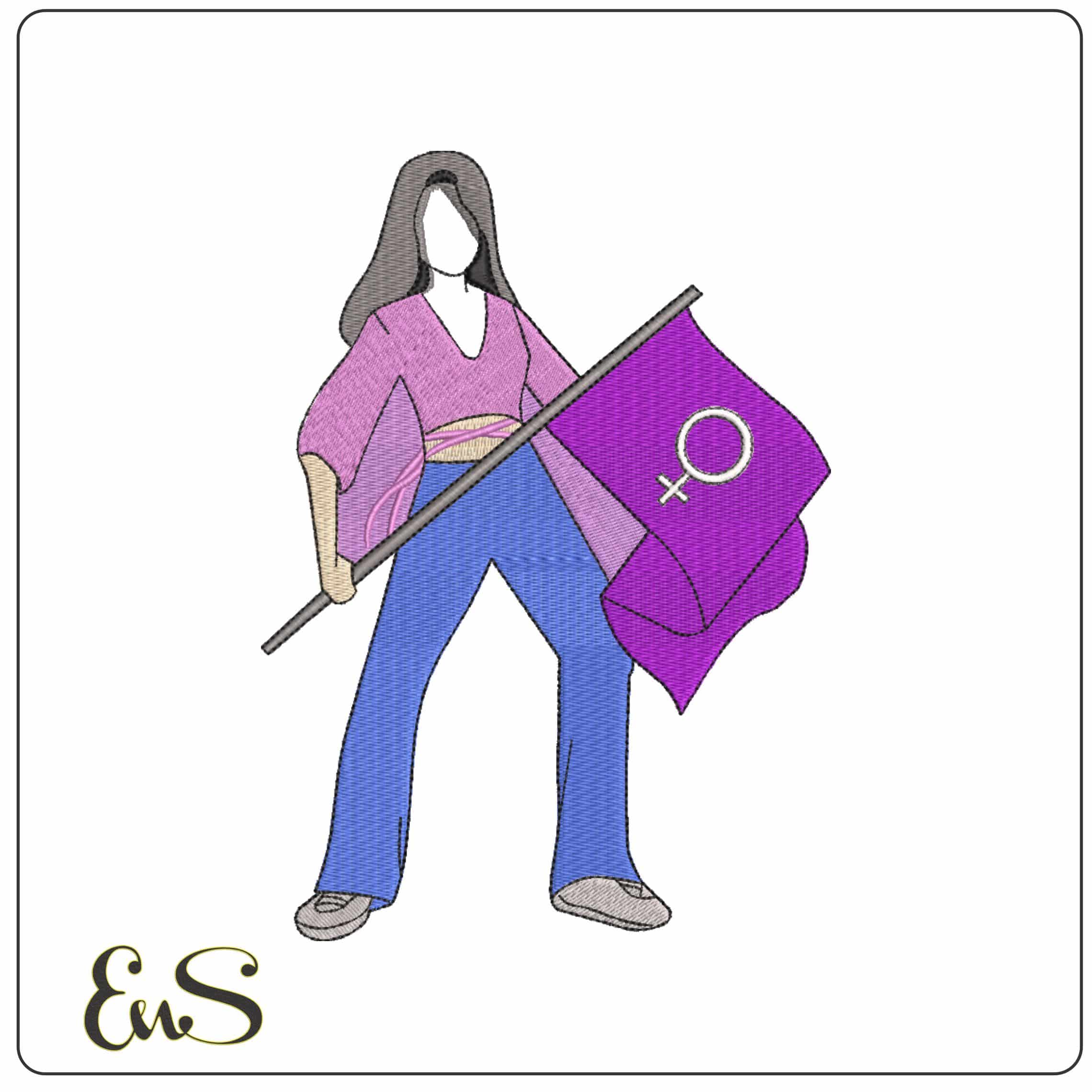 Feminist  - Elegant embroidery design file-instant download