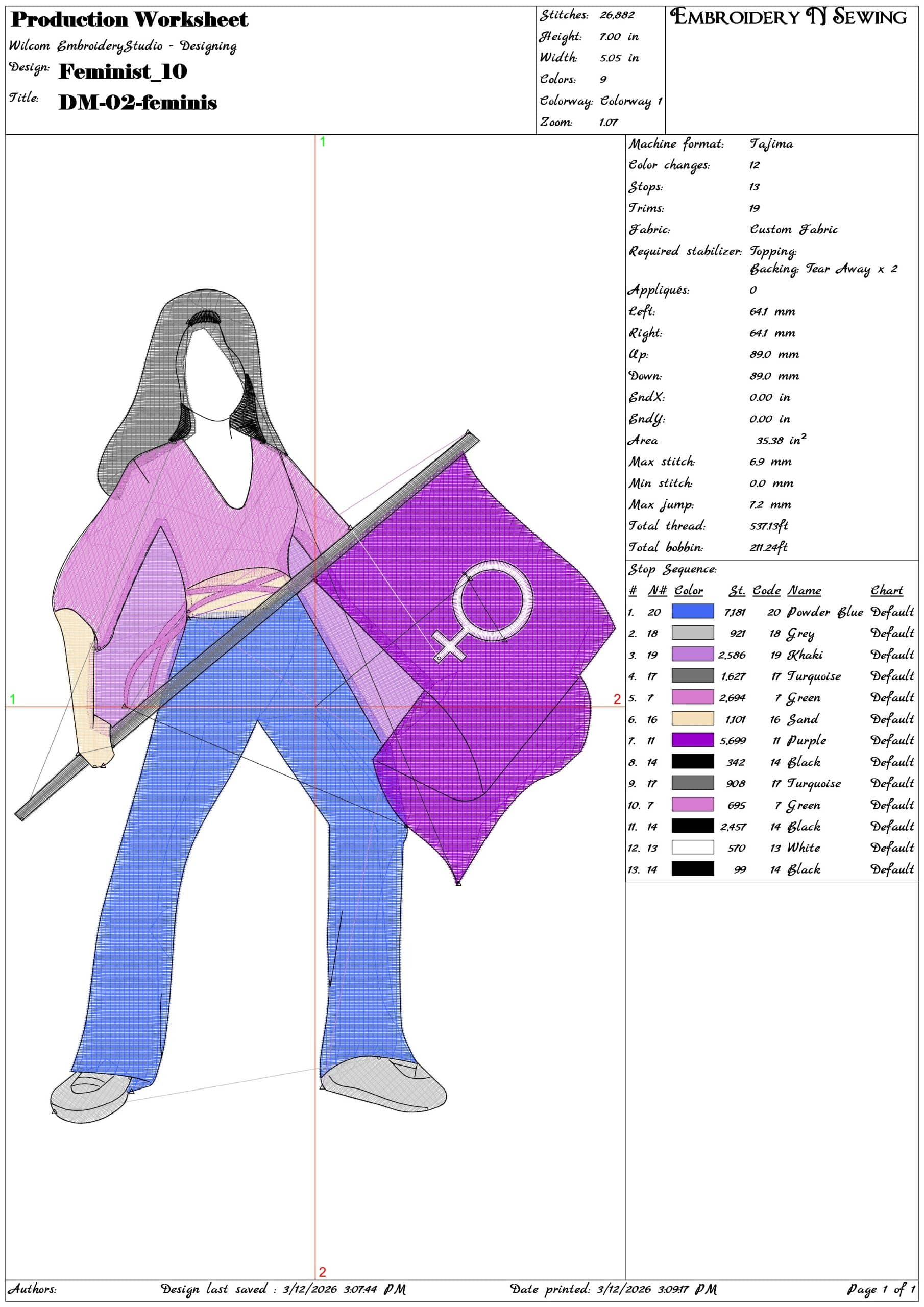 Feminist  - Elegant embroidery design file-instant download — view 3
