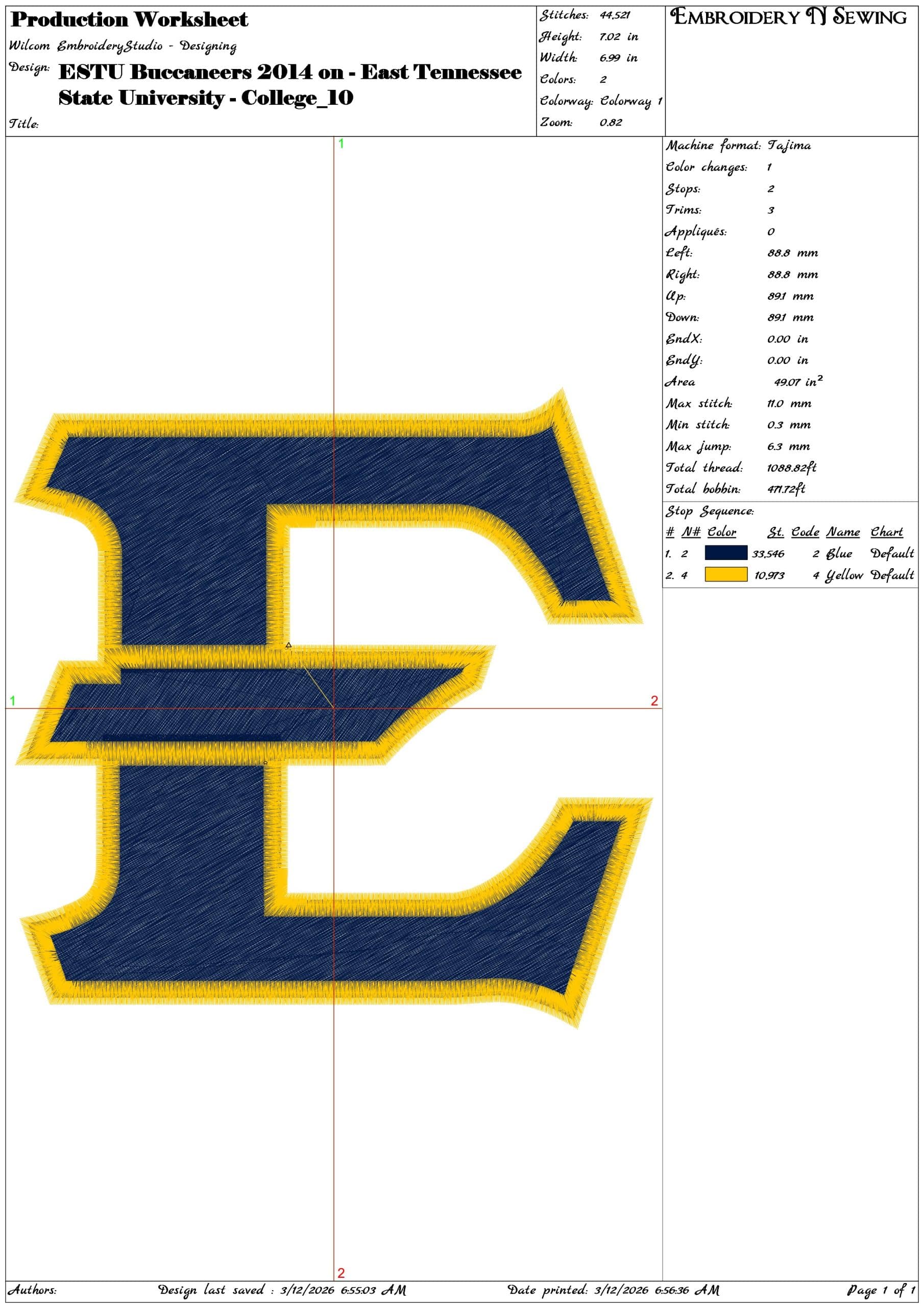 ESTU Buccaneers 2014 on East Tennessee State University  - Elegant embroidery design file-instant download — view 3