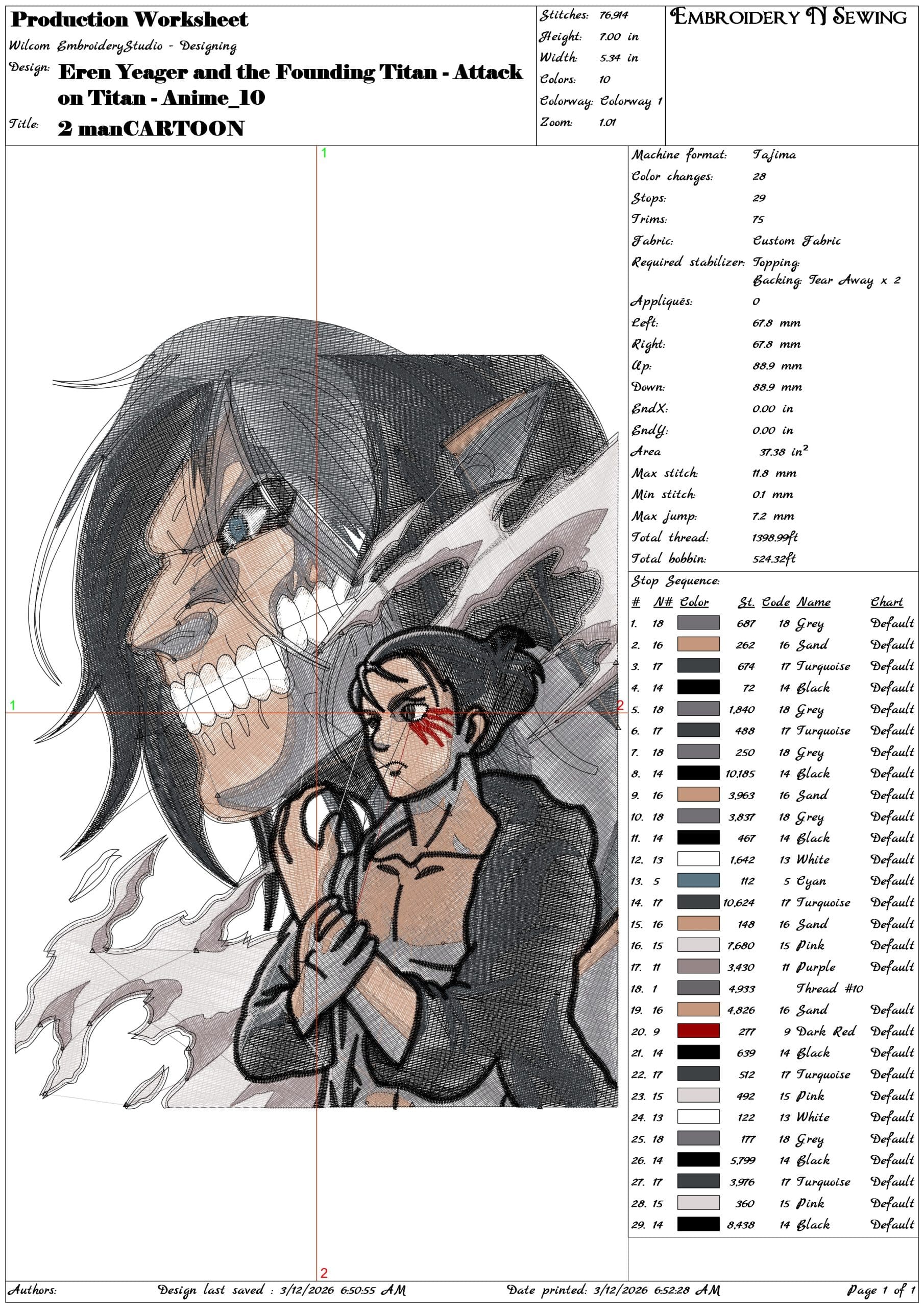 Eren Yeager and the Founding Titan Attack  Anime  - Elegant embroidery design file-instant download — view 3