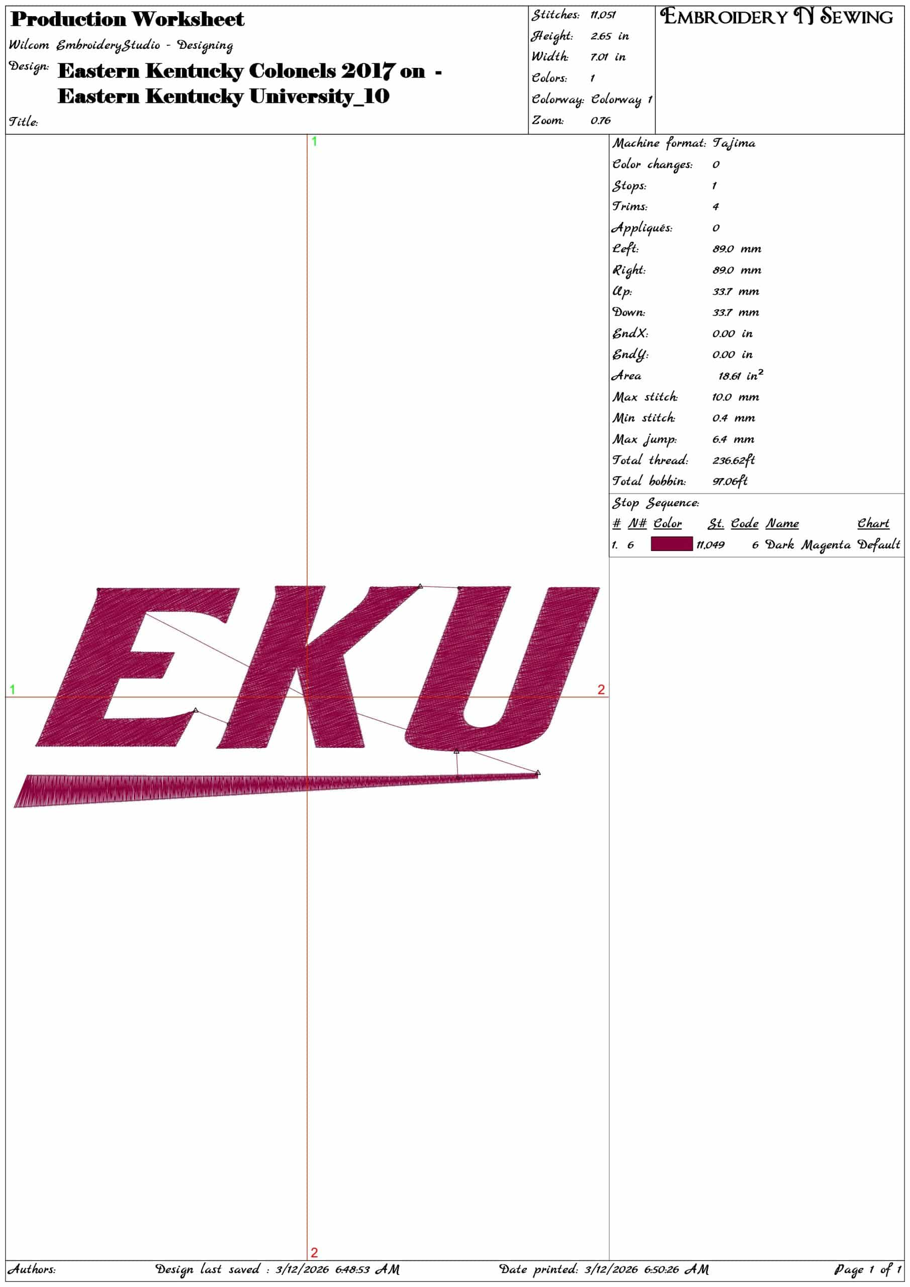 Eastern Kentucky Colonels 2017 on Eastern Kentucky University  - Elegant embroidery design file-instant download — view 3