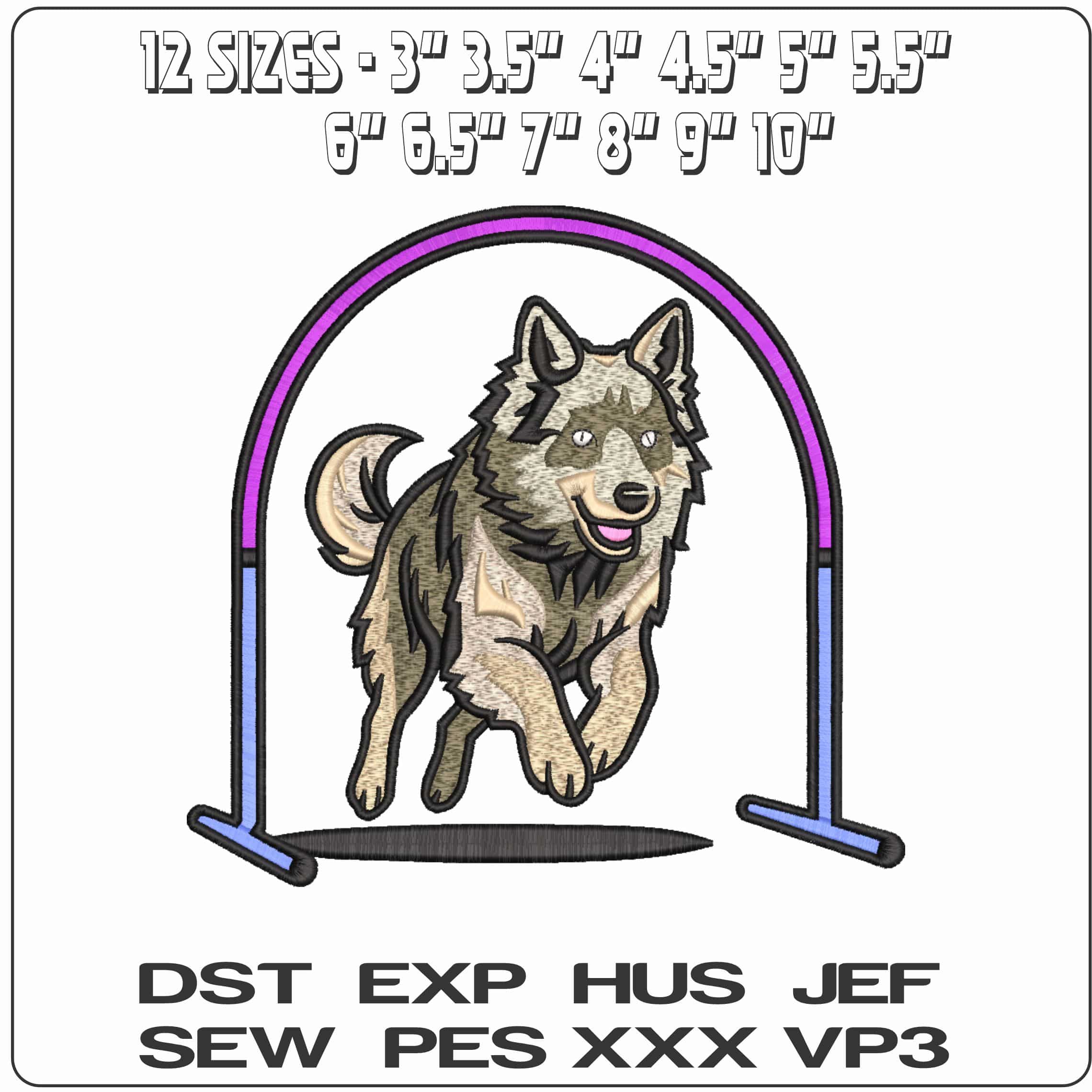 Dog Running through Hoop  - Elegant embroidery design file-instant download — view 2