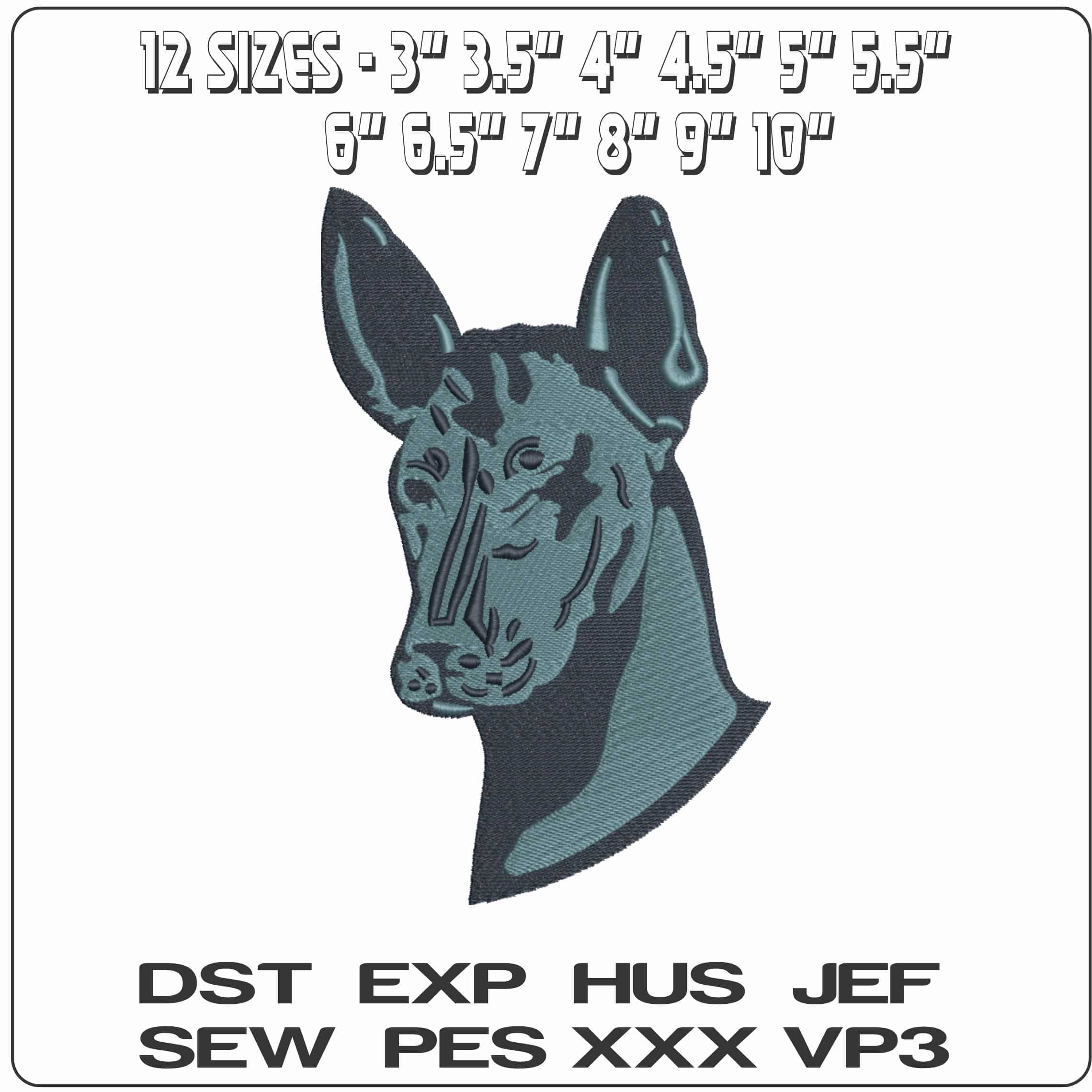 Doberman Head  - Elegant embroidery design file-instant download — view 2
