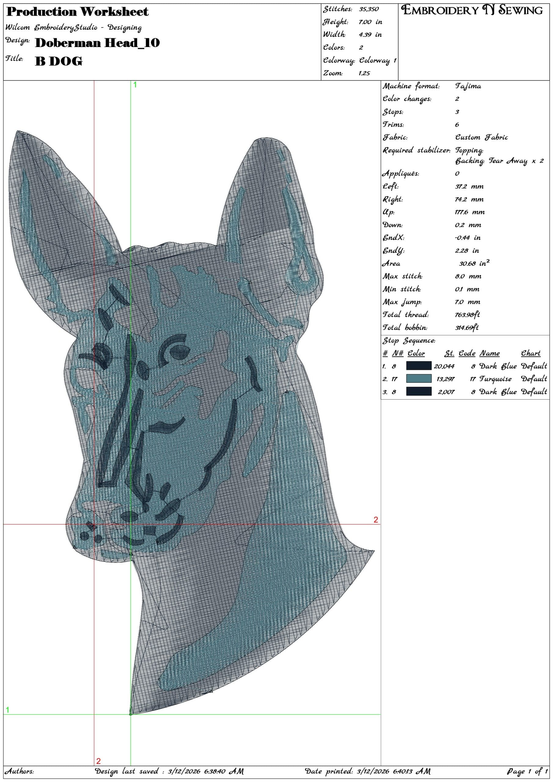 Doberman Head  - Elegant embroidery design file-instant download — view 3