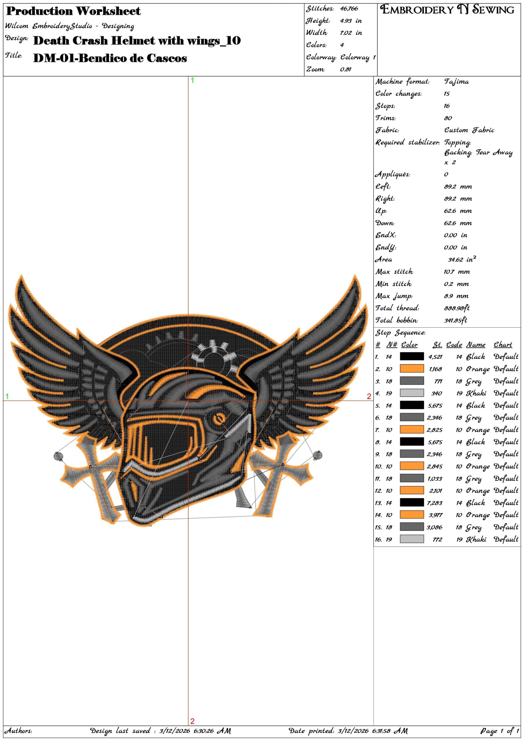 Death Crash Helmet with wings  - Elegant embroidery design file-instant download — view 3