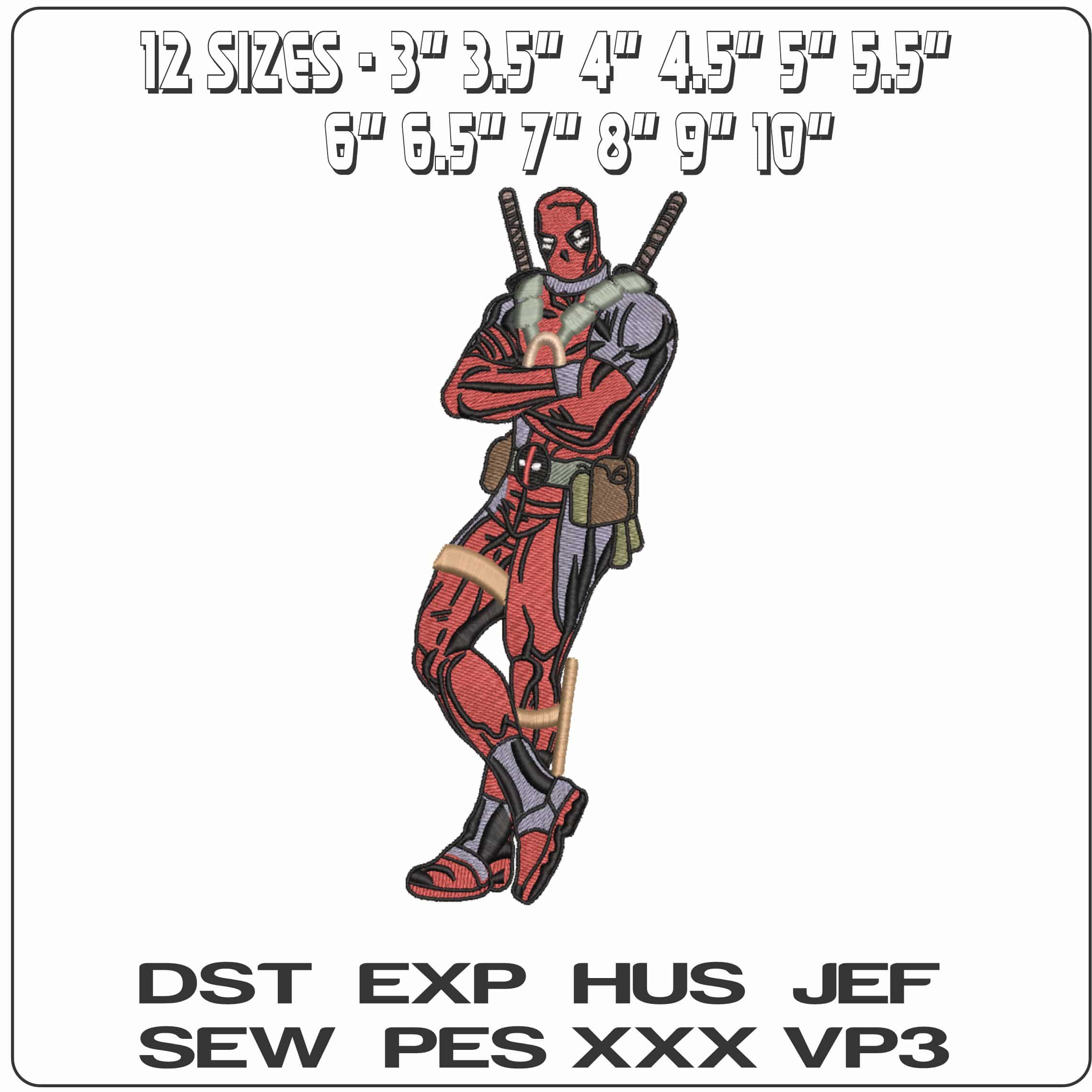 Deadpool Chilling Marvel Comic  - Elegant embroidery design file-instant download — view 2