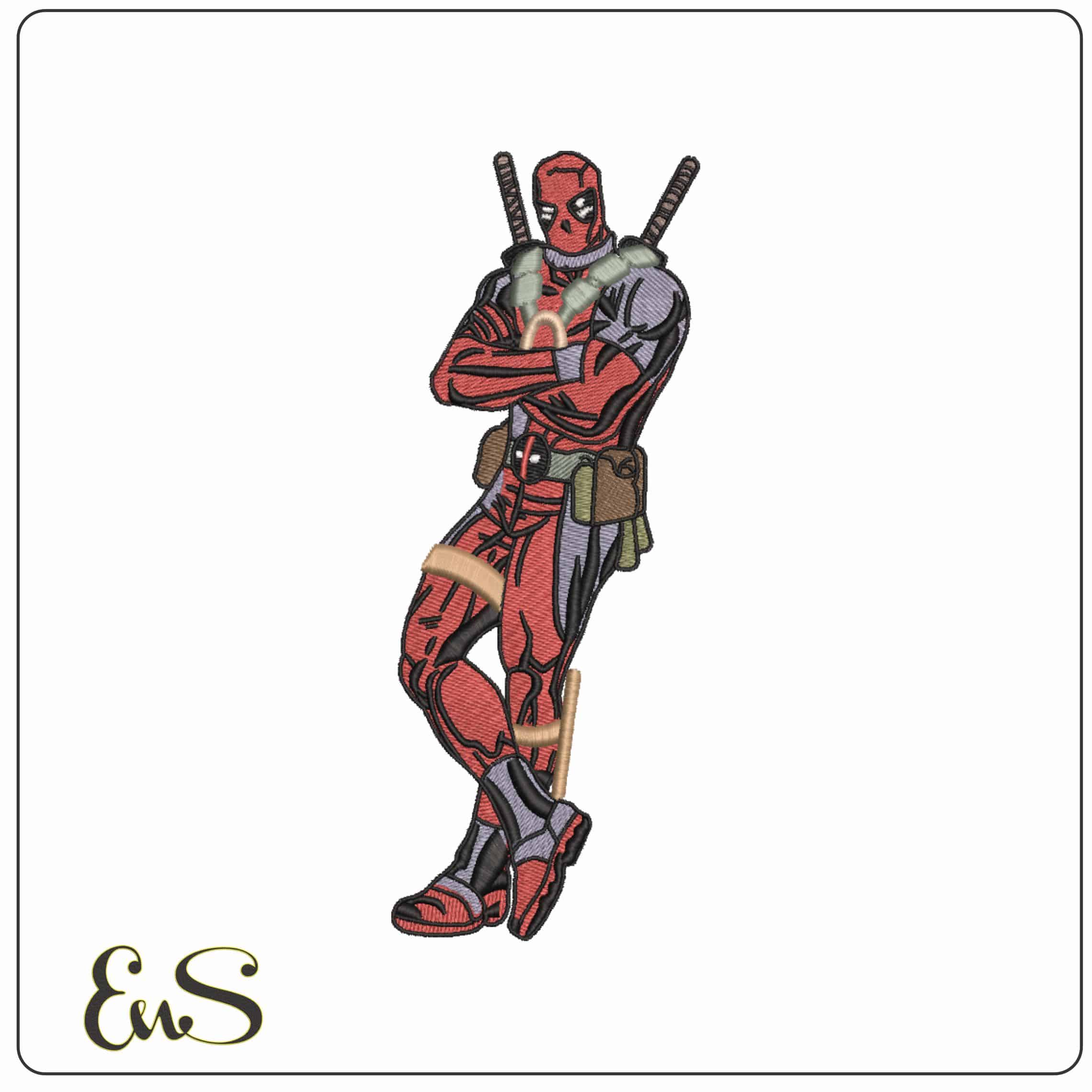Deadpool Chilling Marvel Comic  - Elegant embroidery design file-instant download