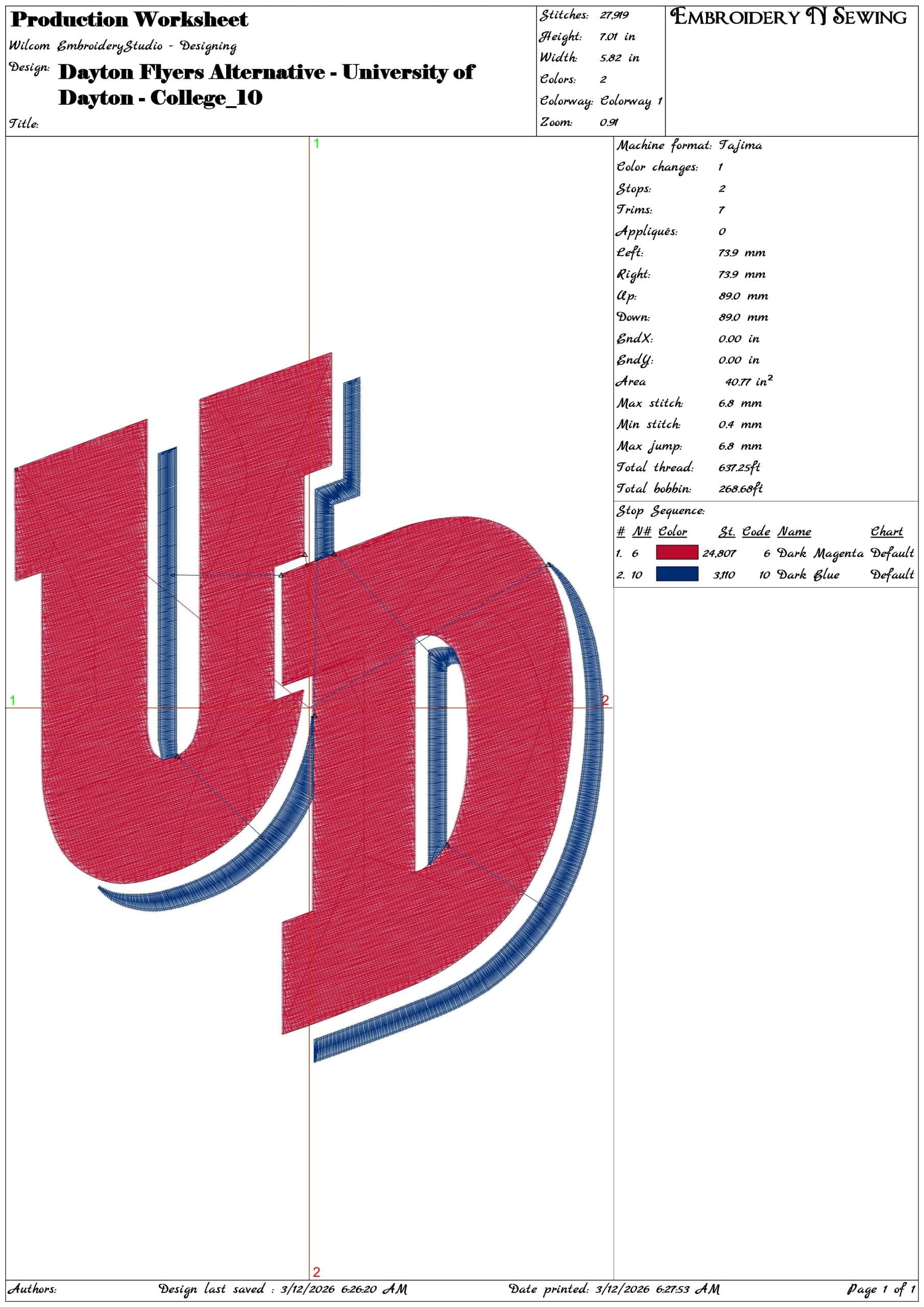 Dayton Flyers Alternative University of Dayton College  - Elegant embroidery design file-instant download — view 3