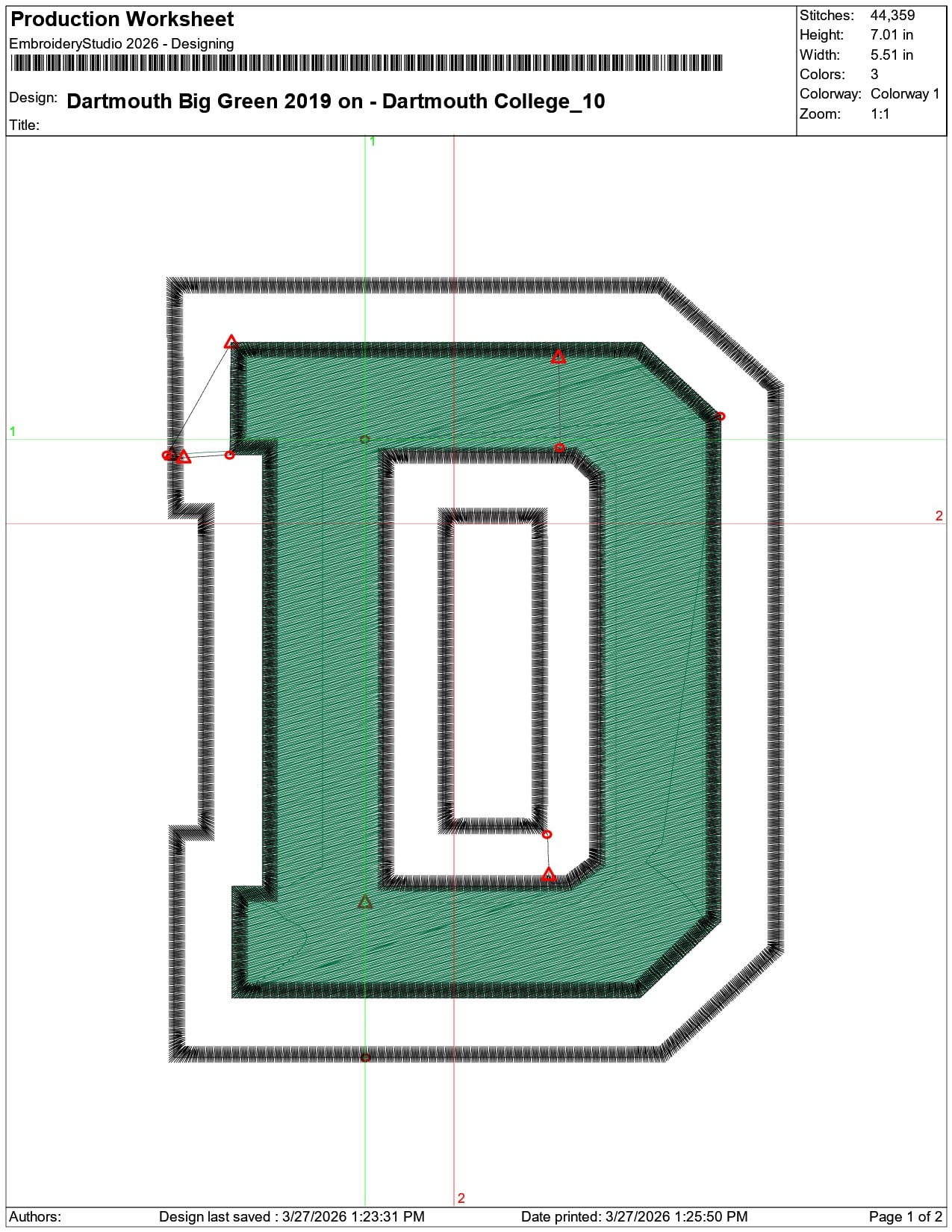 Dartmouth Big Green 2019 on Dartmouth College  - Elegant embroidery design file-instant download — view 3
