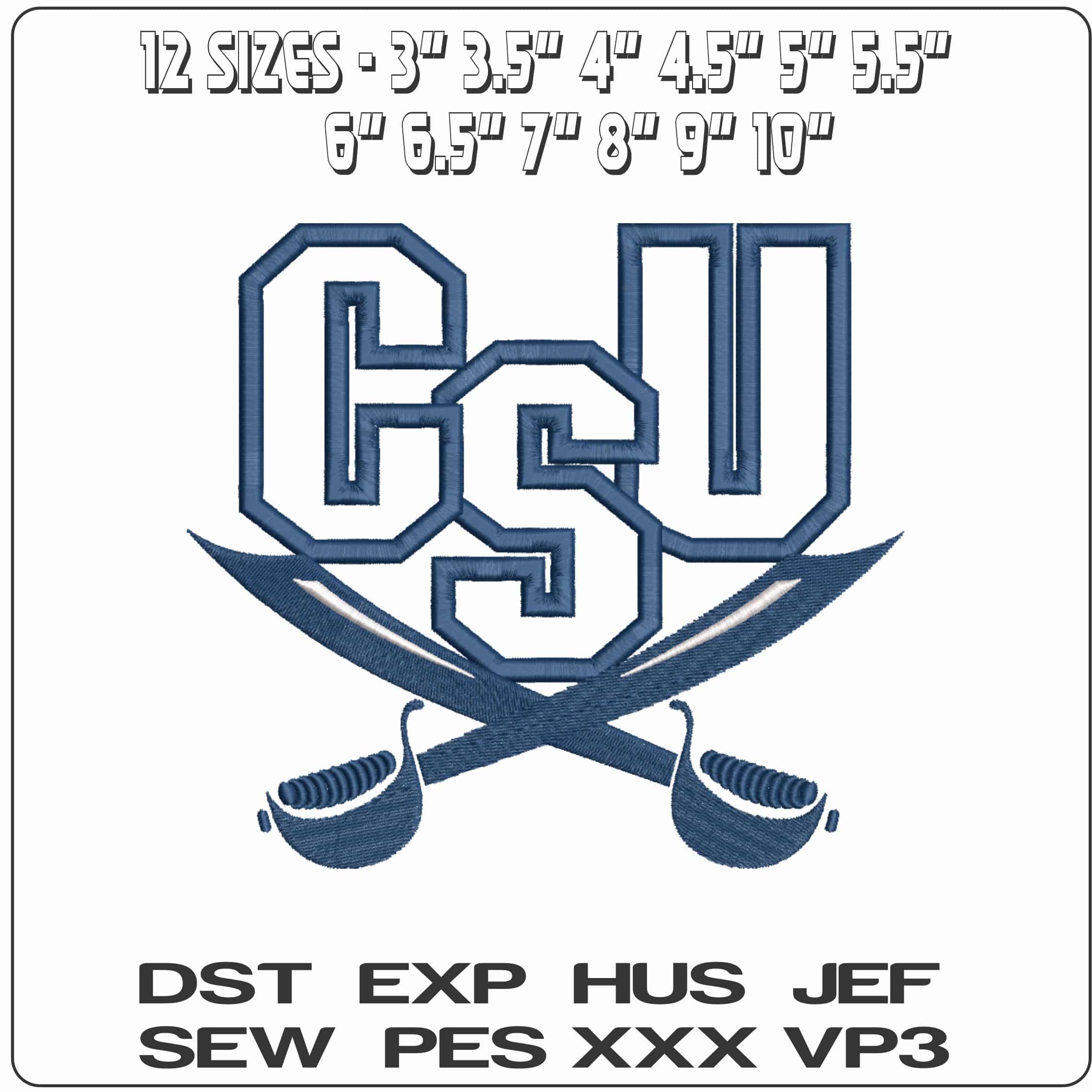 CSU Buccaneers 2004 to 2015 Charleston Southern University  - Elegant embroidery design file-instant download — view 2