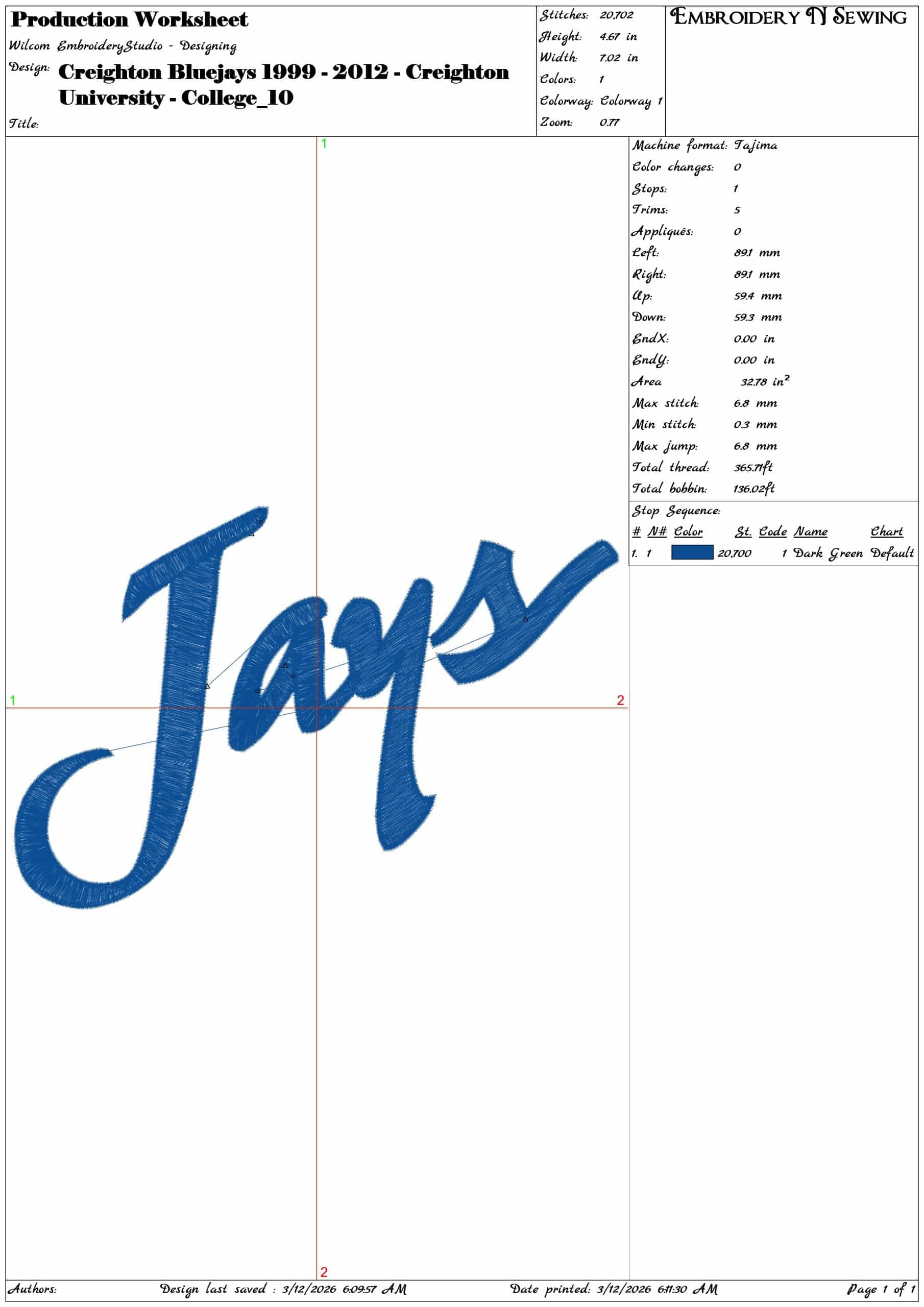 Creighton Bluejays 1999 2012 Creighton University  - Elegant embroidery design file-instant download — view 3