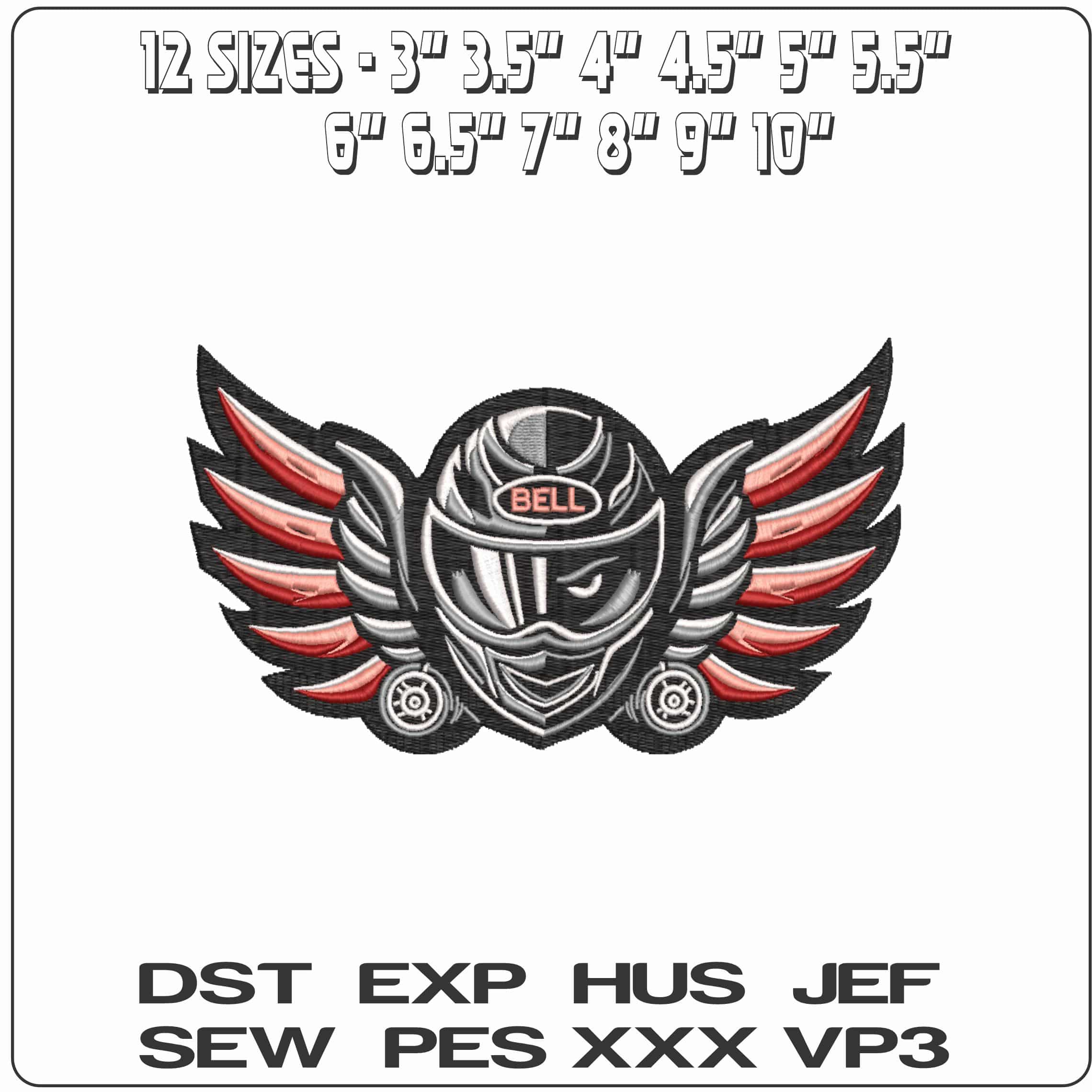 Crash Helmet With Wings  - Elegant embroidery design file-instant download — view 2