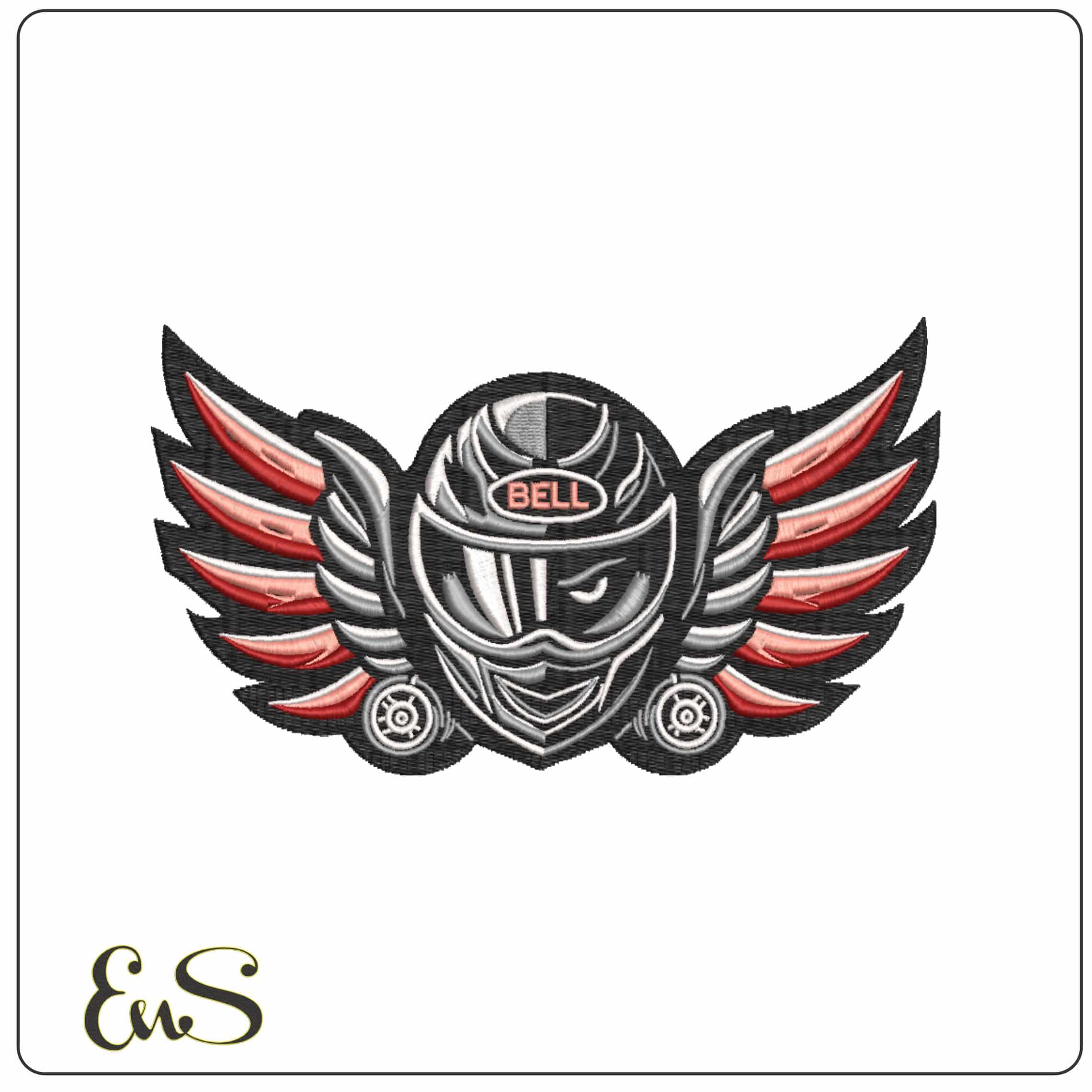 Crash Helmet With Wings  - Elegant embroidery design file-instant download