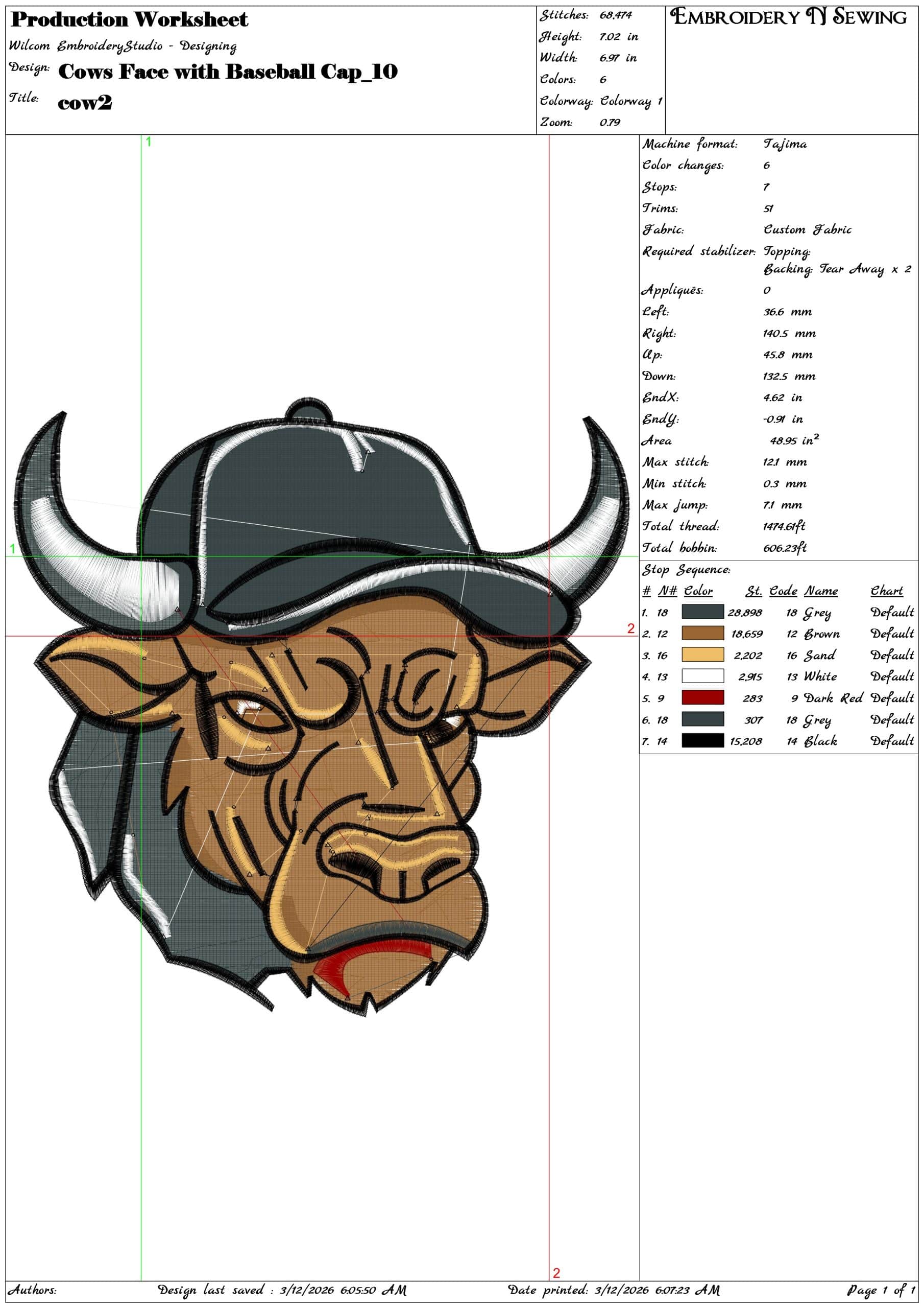 Cows Face with Baseball Cap  - Elegant embroidery design file-instant download — view 3