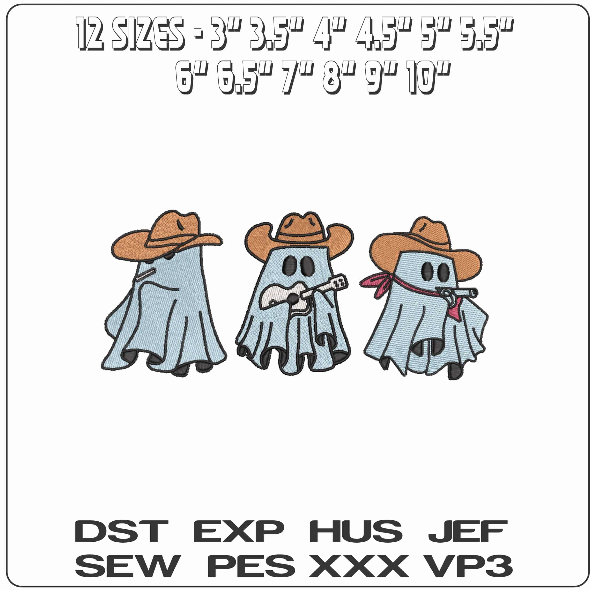 Cowboy Ghosts  - Elegant embroidery design file-instant download — view 2