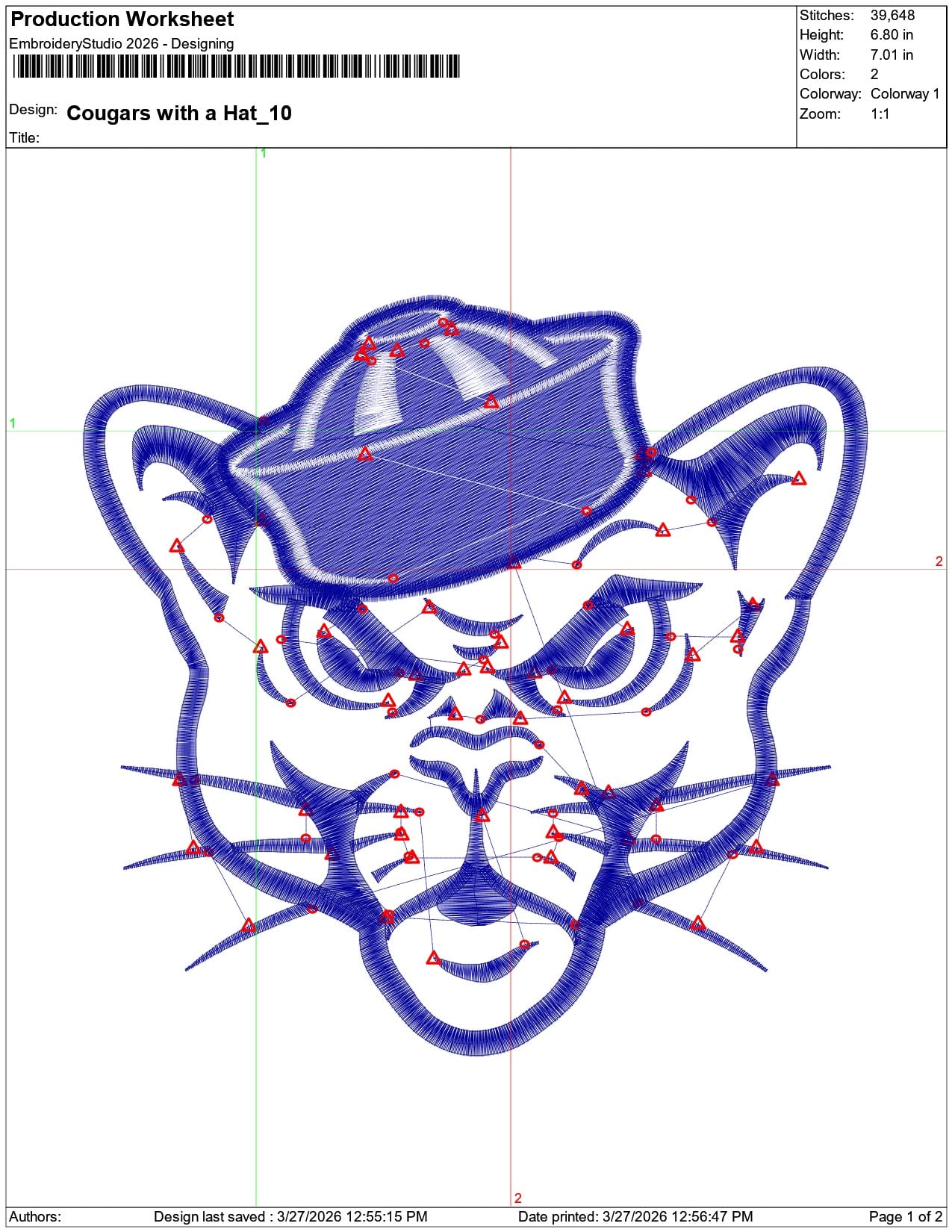 Cougars with a Hat  - Elegant embroidery design file-instant download — view 3
