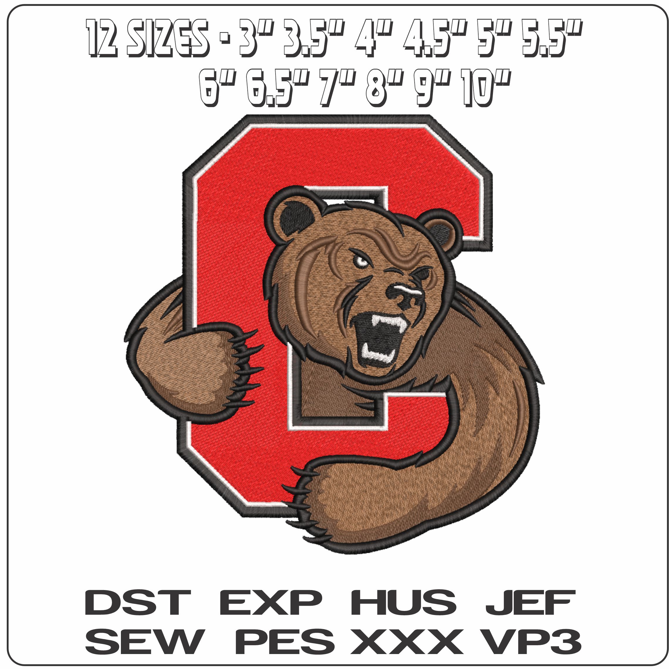 Cornell Big Red 2018 on Cornell University  - Elegant embroidery design file-instant download — view 2