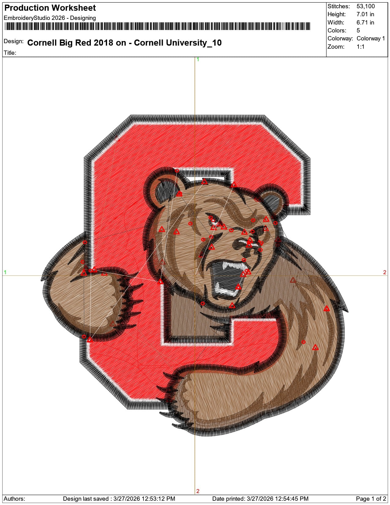 Cornell Big Red 2018 on Cornell University  - Elegant embroidery design file-instant download — view 3