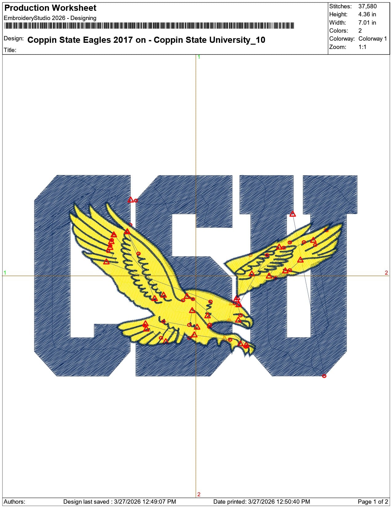 Coppin State Eagles 2017 on Coppin State University  - Elegant embroidery design file-instant download — view 3