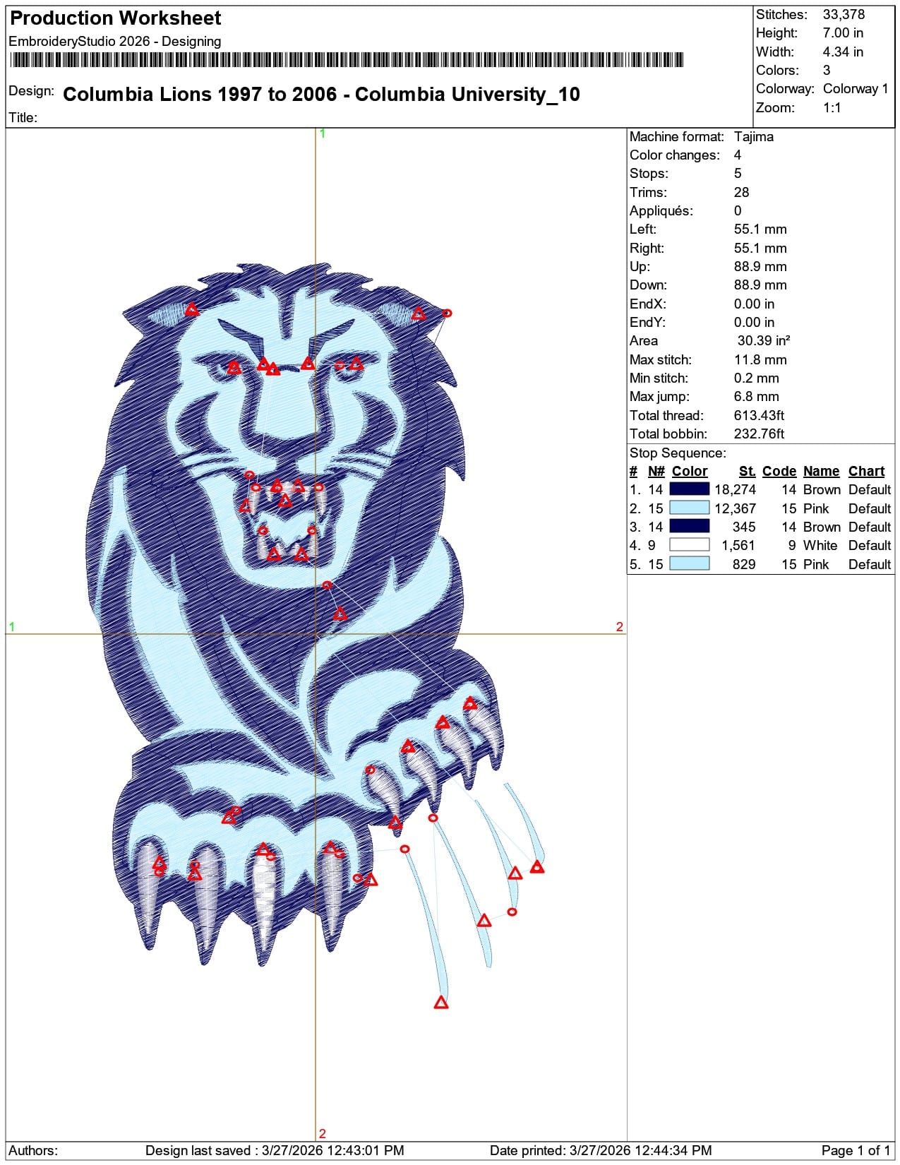 Columbia Lions 1997 to 2006 Columbia University  - Elegant embroidery design file-instant download — view 3