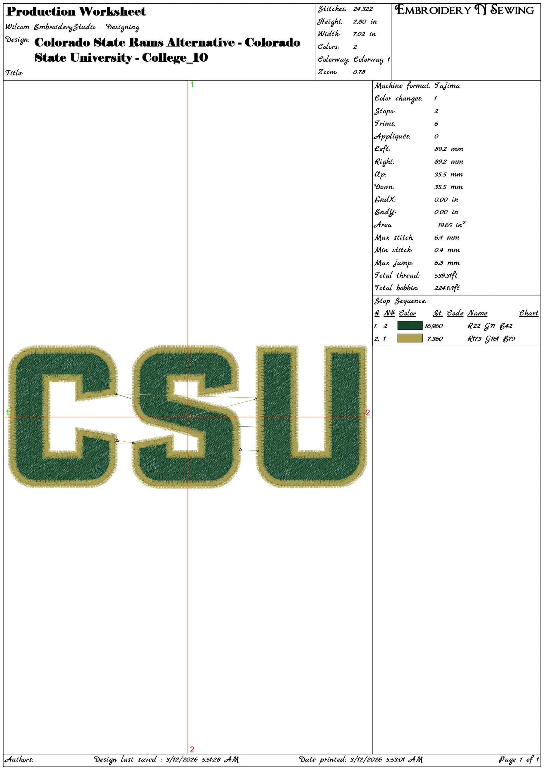 Colorado State Rams Alternative Colorado State University College  - Elegant embroidery design file-instant download — view 3
