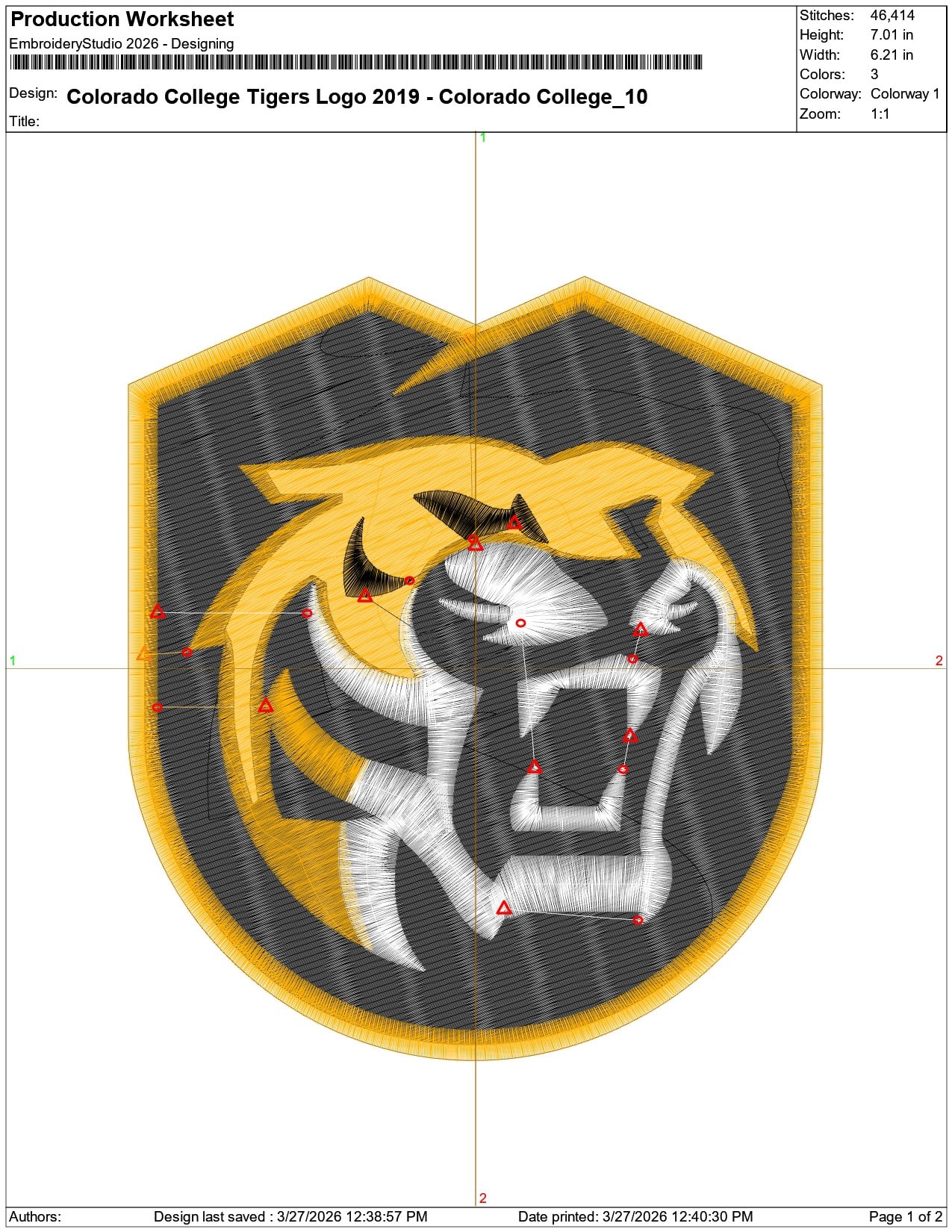 Colorado College Tigers Logo 2019 Colorado College  - Elegant embroidery design file-instant download — view 3