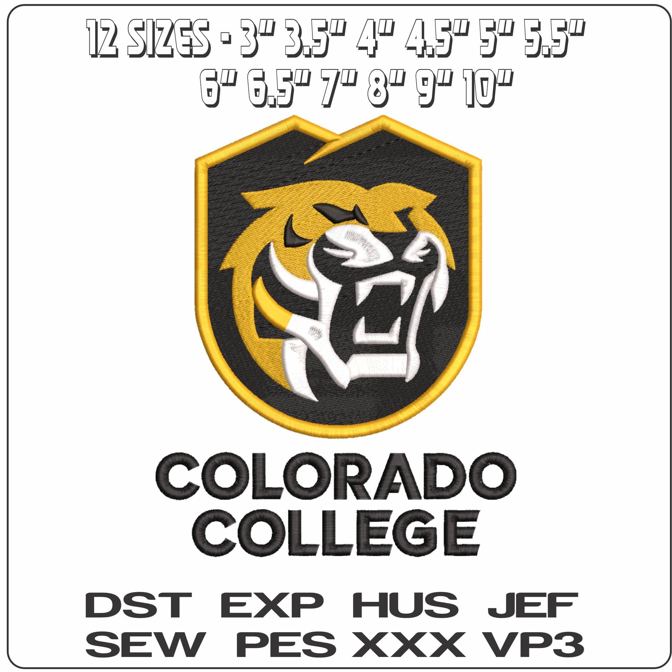 Colorado College Tigers 2019 Colorado College  - Elegant embroidery design file-instant download — view 2