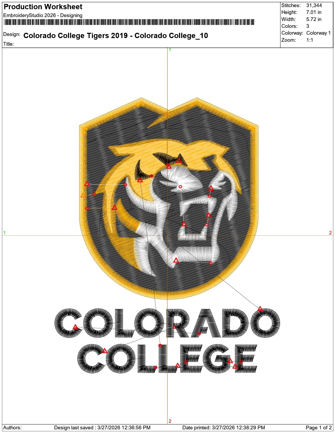 Colorado College Tigers 2019 Colorado College  - Elegant embroidery design file-instant download — view 3