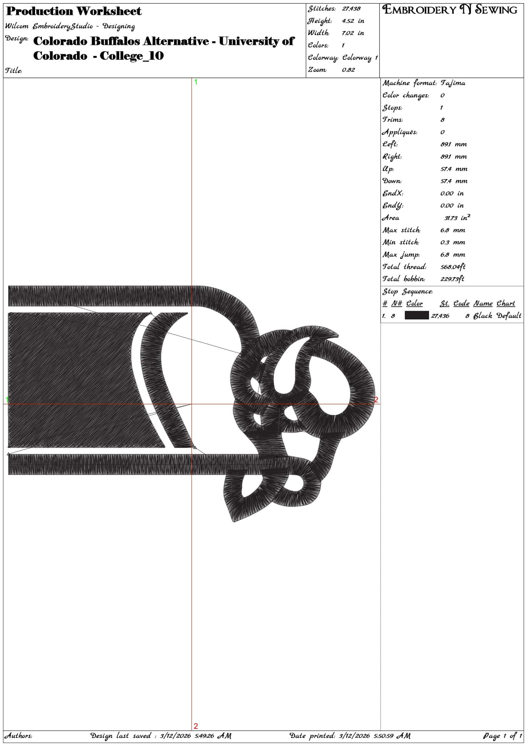 Colorado Buffalos Alternative University of Colorado College  - Elegant embroidery design file-instant download — view 3