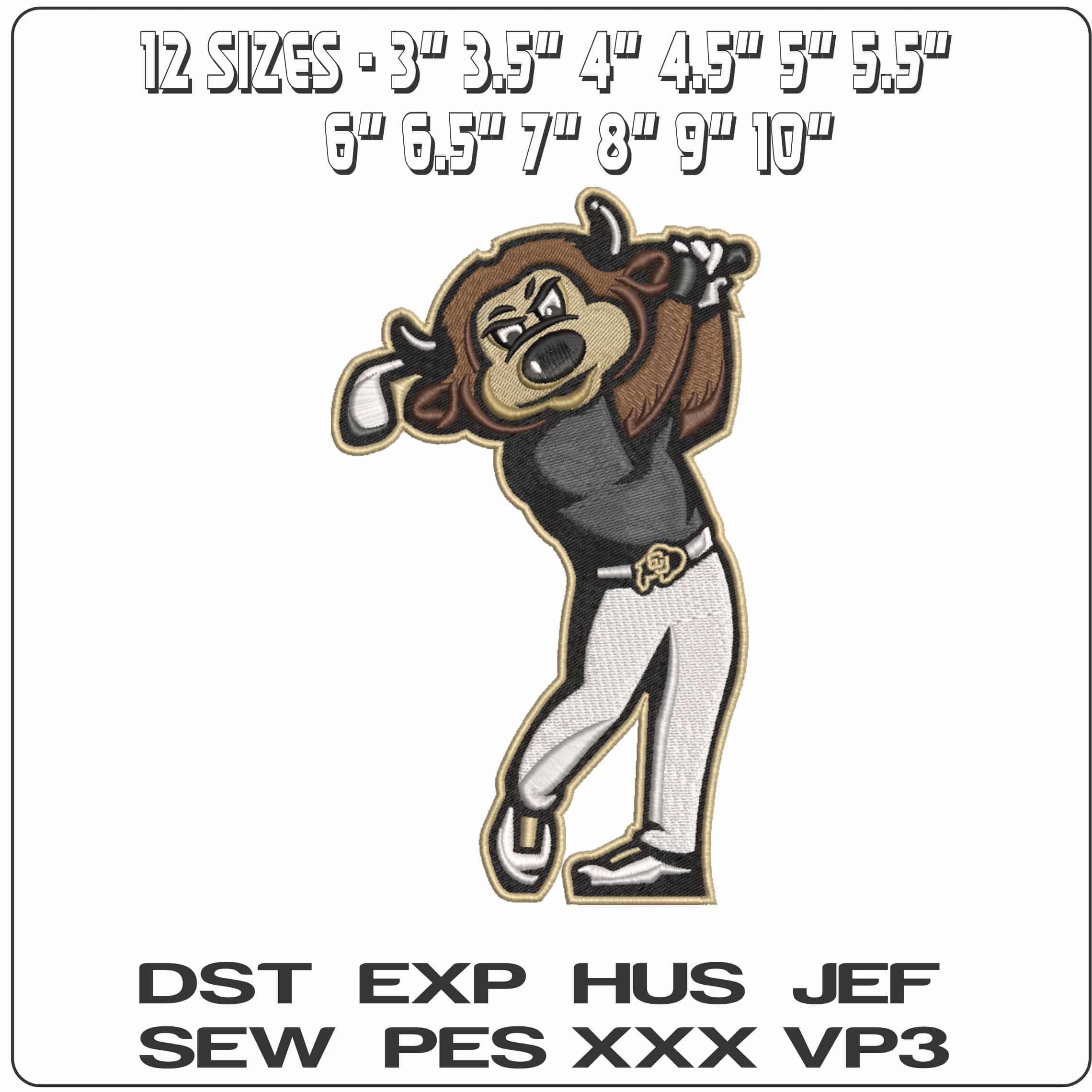 Colorado Buffaloes Mascot University of Colorado  - Elegant embroidery design file-instant download — view 2