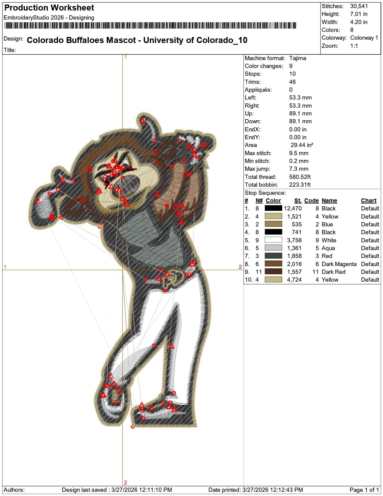 Colorado Buffaloes Mascot University of Colorado  - Elegant embroidery design file-instant download — view 3