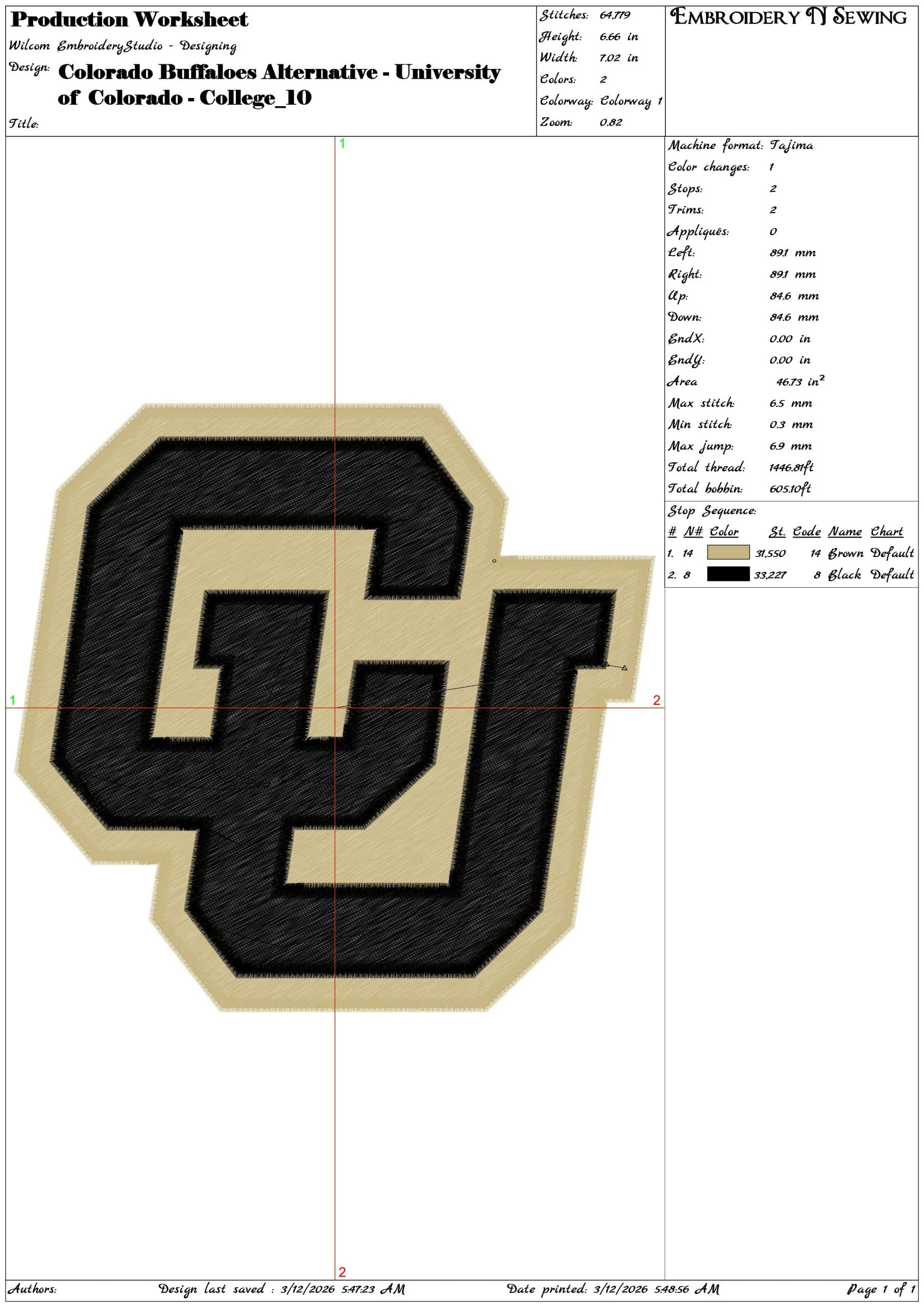 Colorado Buffaloes Alternative University of Colorado College  - Elegant embroidery design file-instant download — view 3