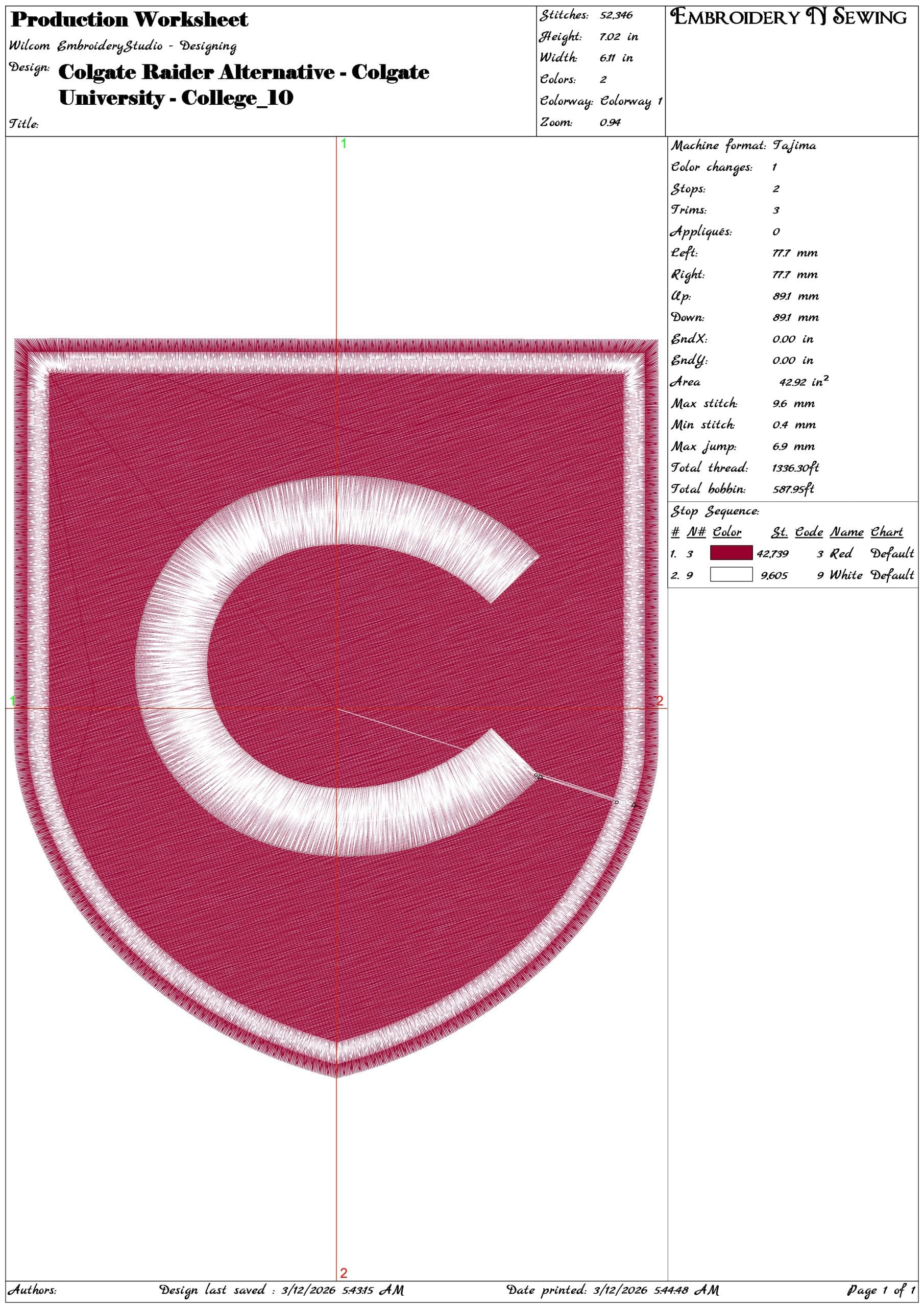Colgate Raider Alternative Colgate University College  - Elegant embroidery design file-instant download — view 3