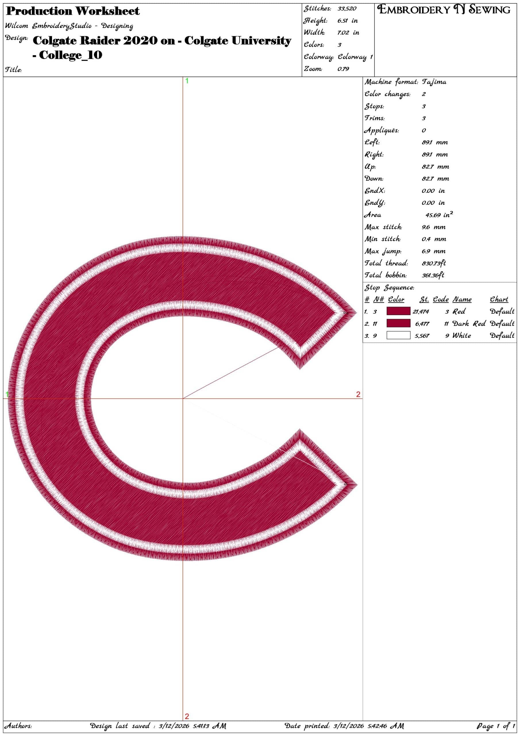 Colgate Raider 2020 on Colgate University College  - Elegant embroidery design file-instant download — view 3