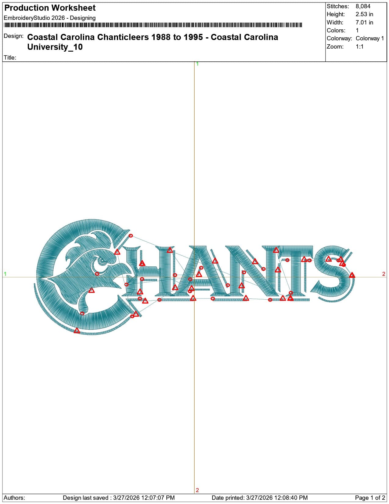 Coastal Carolina Chanticleers 1988 to 1995  University  - Elegant embroidery design file-instant download — view 3