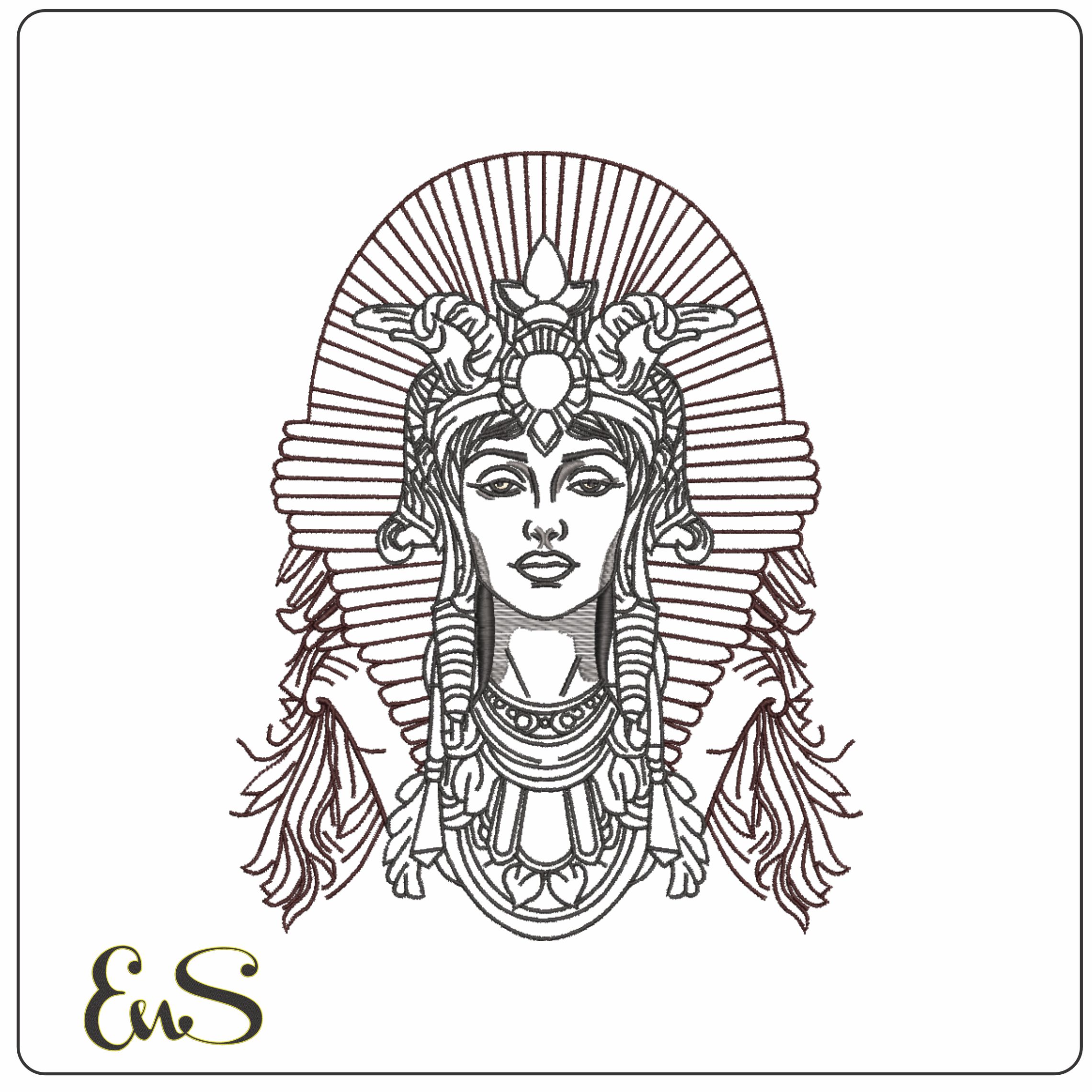Cleoptra Head Line art  - Elegant embroidery design file-instant download