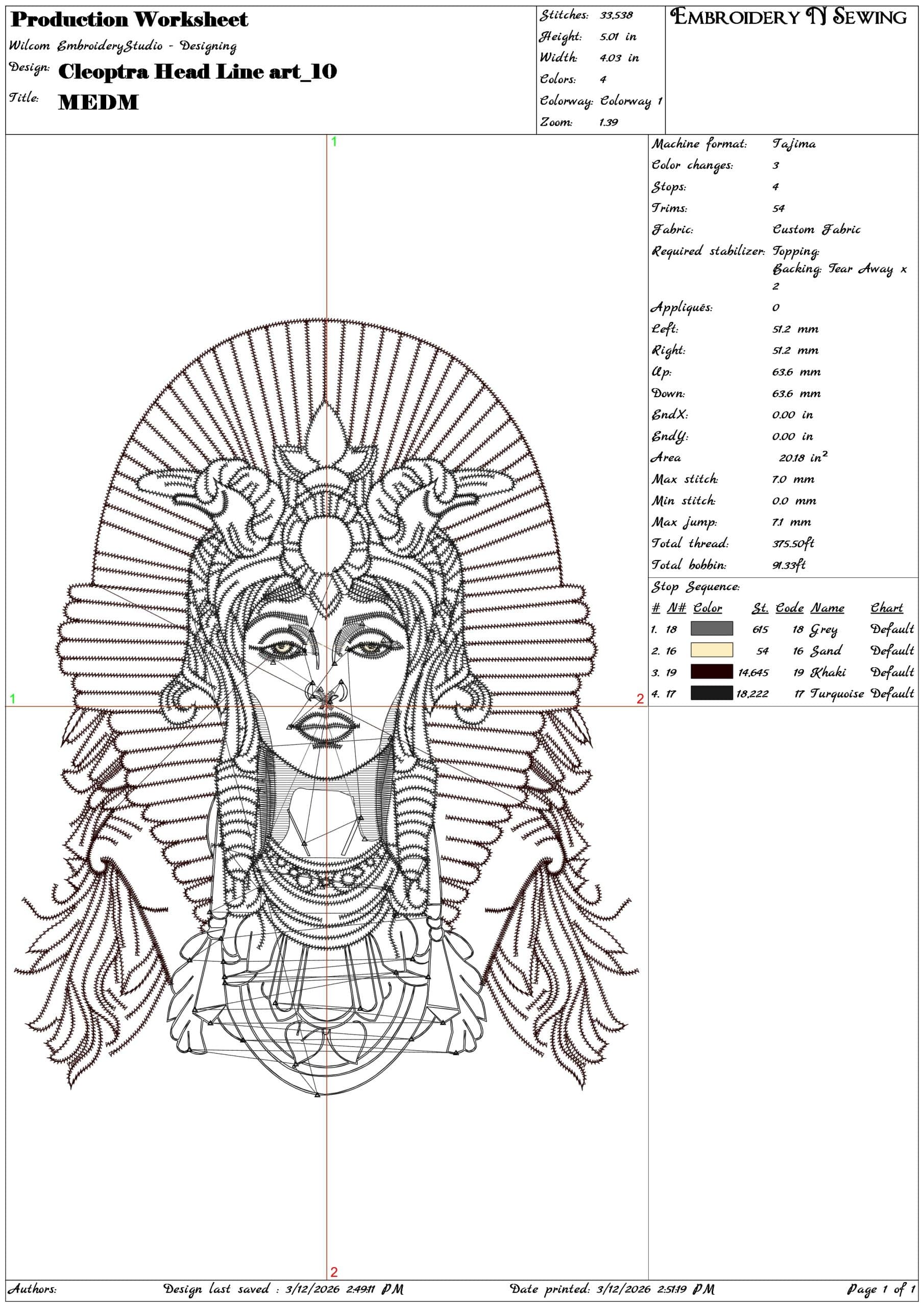 Cleoptra Head Line art  - Elegant embroidery design file-instant download — view 3