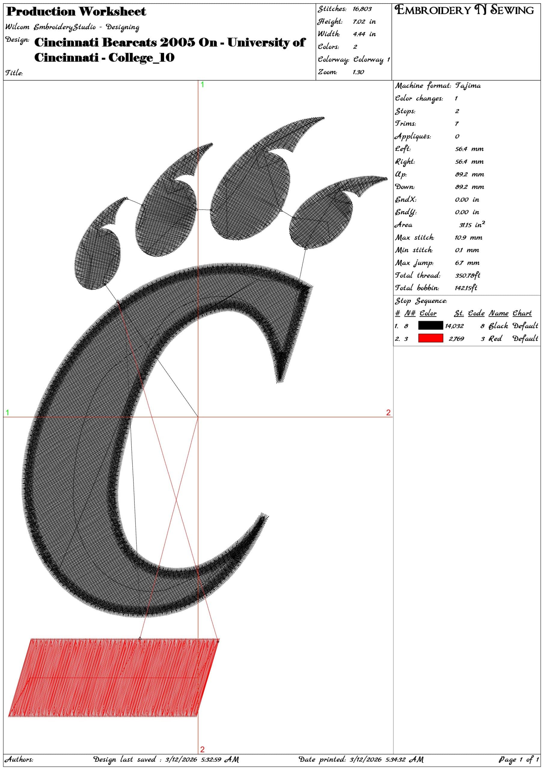 Cincinnati Bearcats 2005 On University of Cincinnati College  - Elegant embroidery design file-instant download — view 3